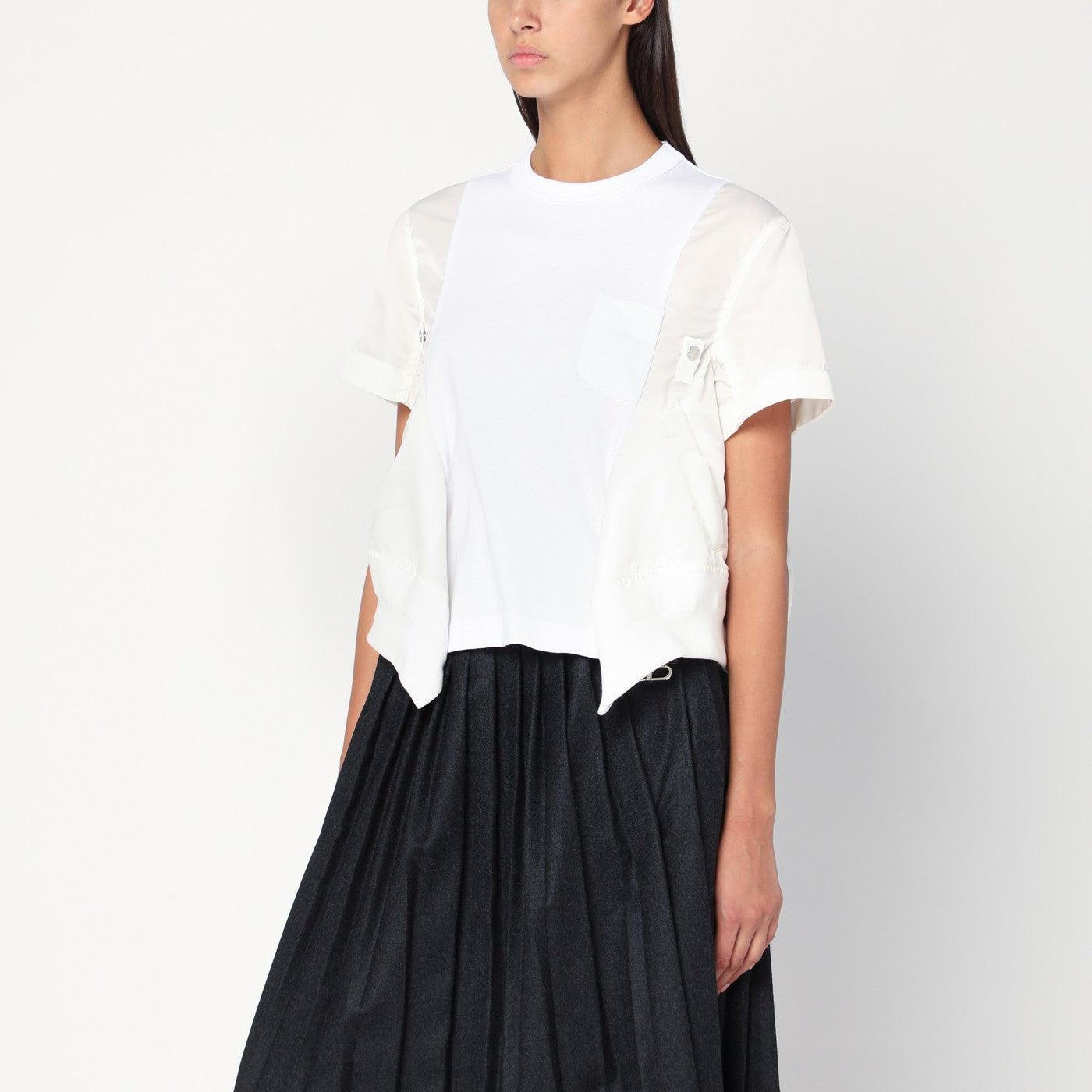 Tシャツ・カットソー SACAI Organza t-shirt White Sacai Spun Organza x Cotton Jersey T-Shirt | Santa Fe Dry