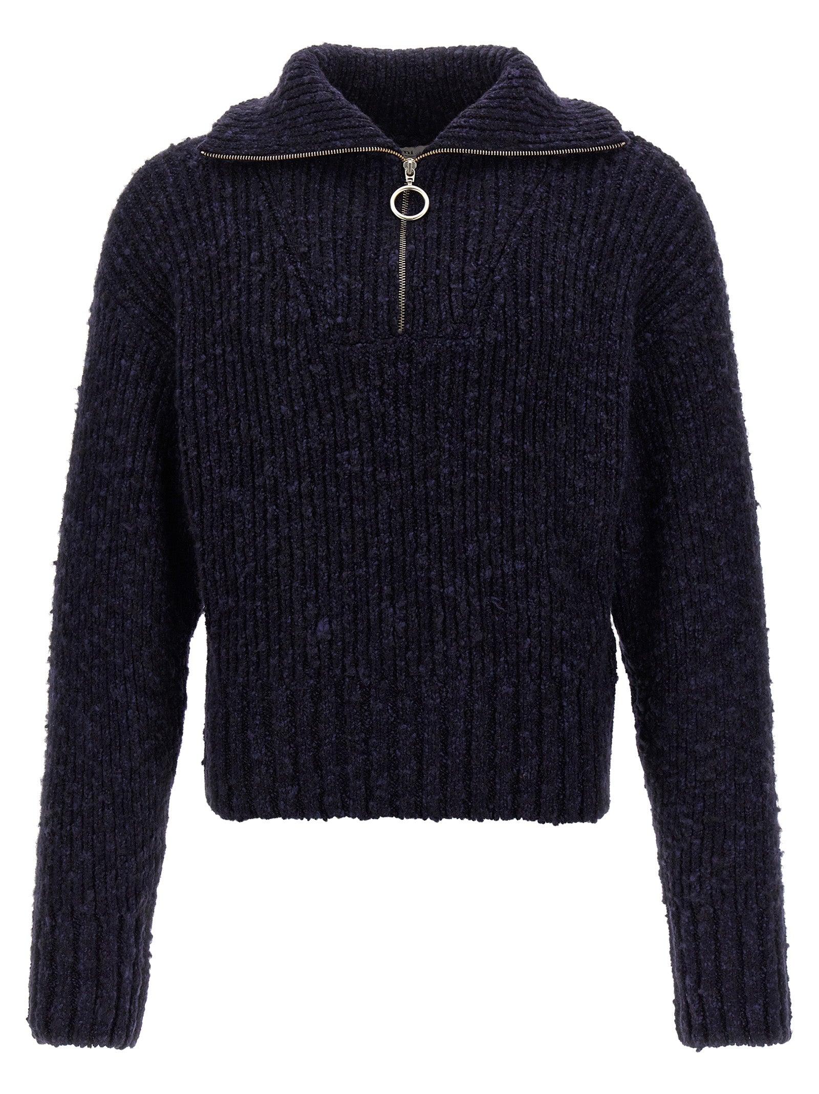 Ami Paris Half Zip Sweater in Blue for Men | Lyst