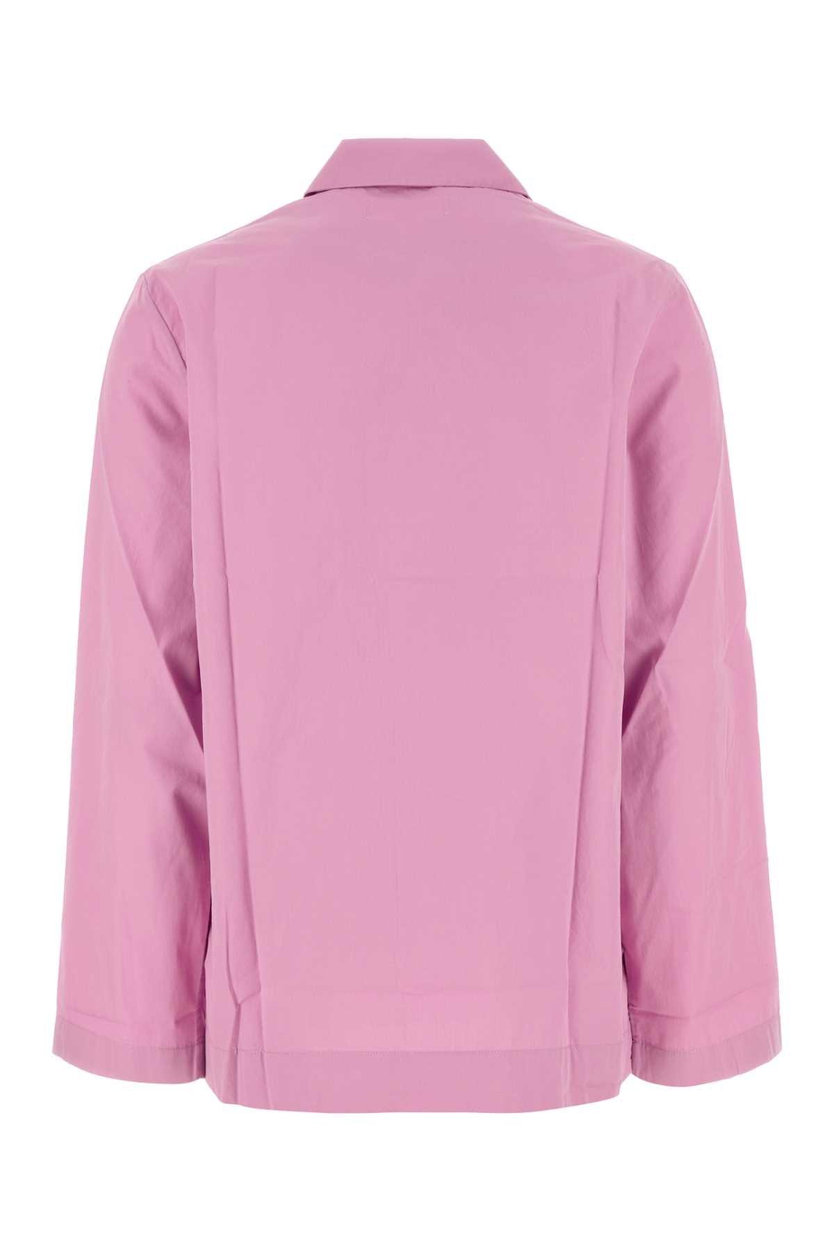 Tシャツ・カットソー TEKLA FW25 Pink poplin shirt (POPLINPYJAMASSHIRT PURPIN) Poplin pyjamas – long-sleeved shirt – Soft Pink | Tekla Fabrics