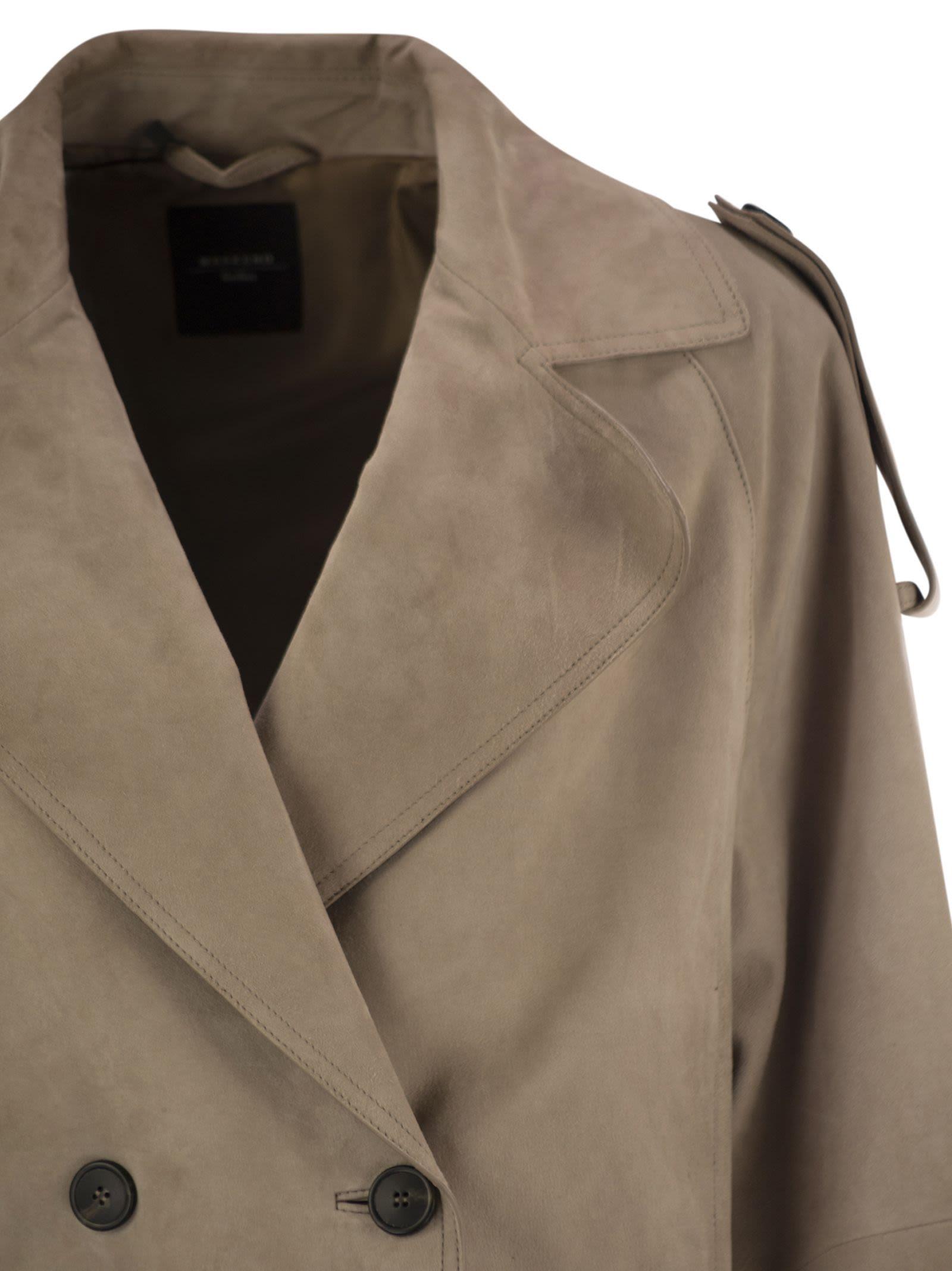 スーツ Weekend Max Mara MAGA - Short suede trench coat Short suede trench coat, marron glace' | Weekend Max Mara