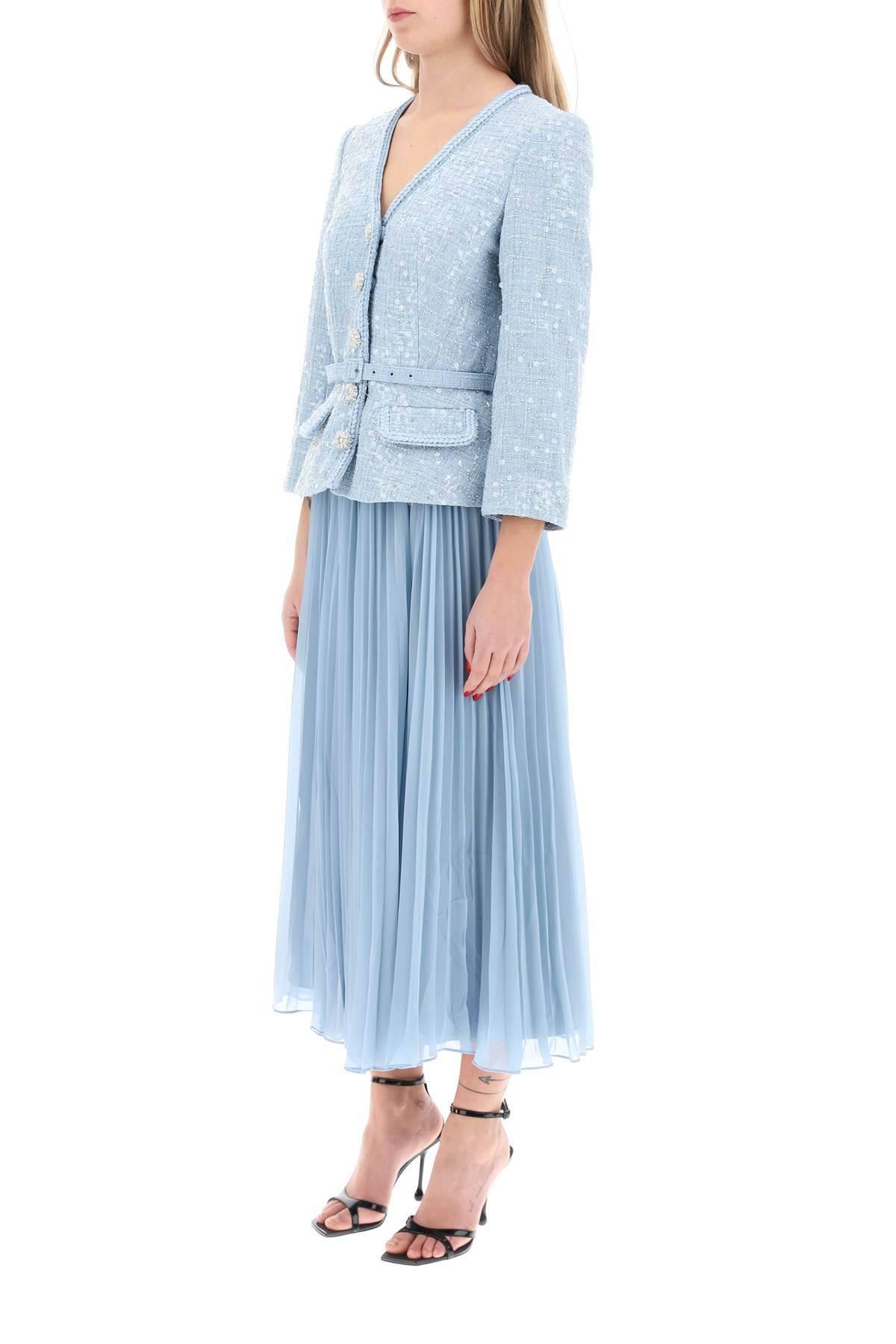 ワンピース SELF PORTRAIT Women Mid Skirts PF25 017MA BLBLUE Blue Cotton Broderie Midi Skirt – self-portrait
