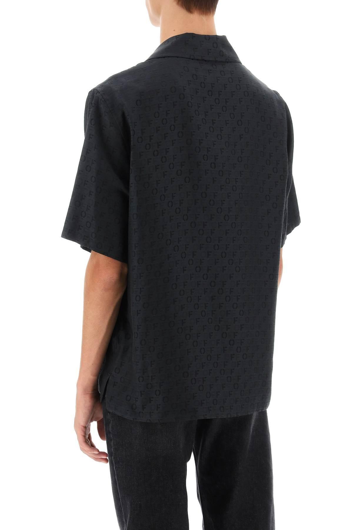 Off-White logo-print silk-cotton shirt - Black