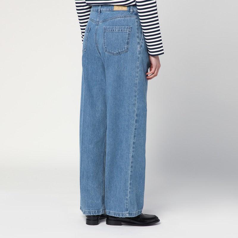 【関税&送料込】Maison Kitsune Wide Pleated Blue Jeans Maison Kitsuné Jeans for Women | Online Sale up to 75% off