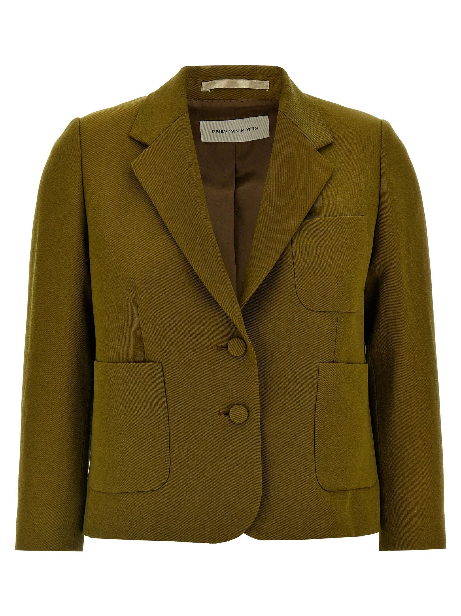 アウターその他 DRIES VAN NOTEN Woman Blazer Kaki 0104201527 606 Dries Van Noten Blazers, sport coats and suit jackets for