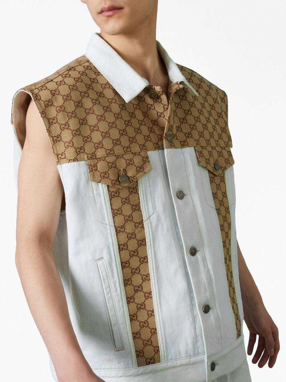 Gucci Gg Supreme Denim Sleeveless Jacket in White for Men Lyst UK