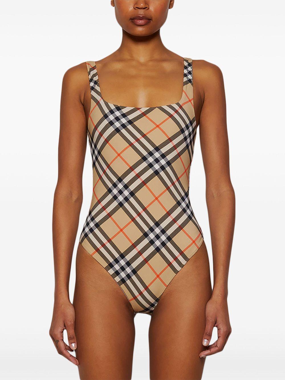 【関税＆送料込み】Burberry Check Swimsuit Burberry Check Bikini Top in Wheat - Women | Burberry