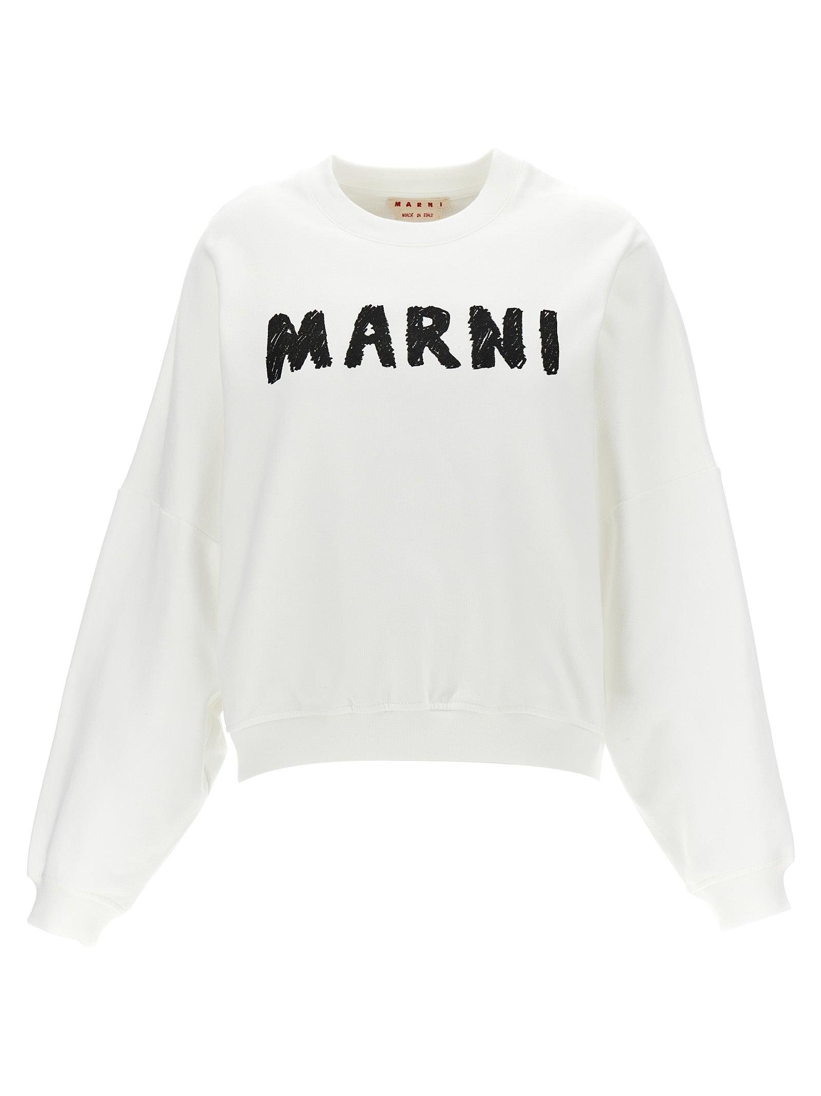 スウェット・トレーナー Marni Sweatshirts White White organic cotton sweatshirt with mini logo | Marni