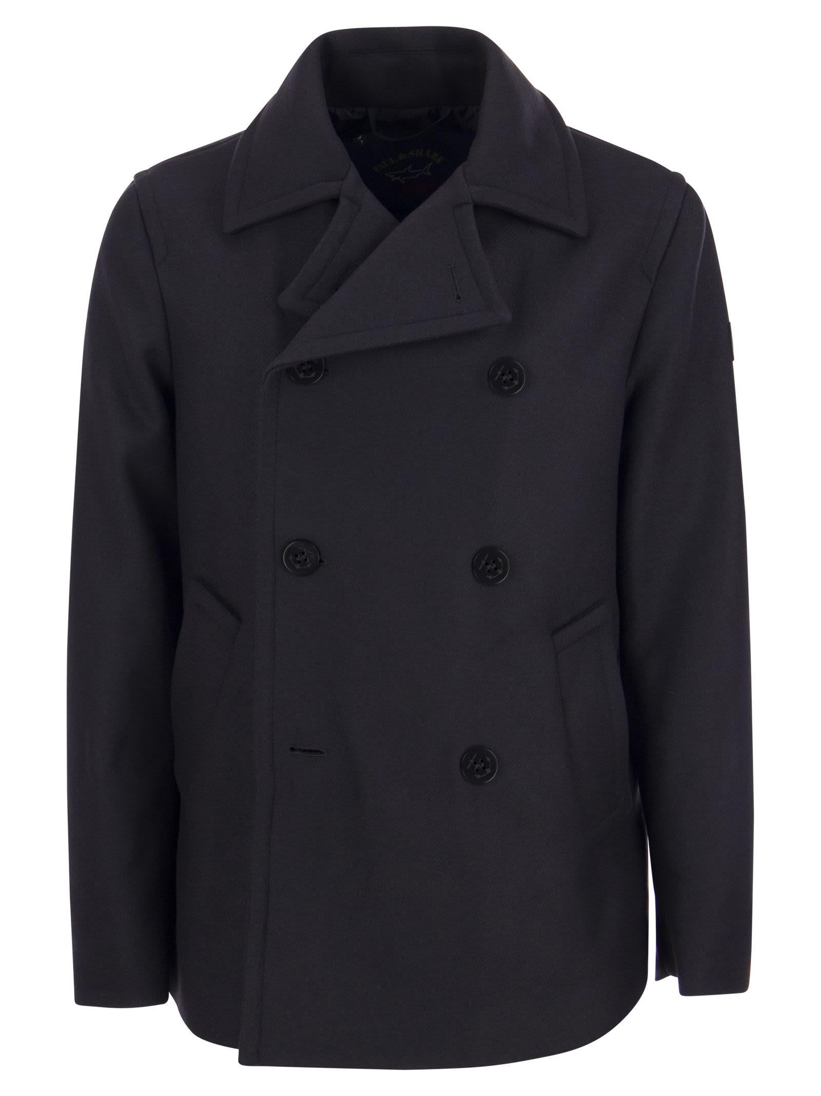 Paul Shark Double breasted Wool Coat in Blue for Men Lyst UK