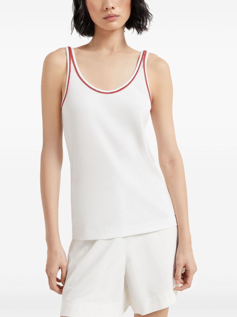 Tシャツ・カットソー BRUNELLO CUCINELLI COTTON TOP WITH SHINY PIPING Brunello Cucinelli Cotton Top With Shiny Piping in White | Lyst