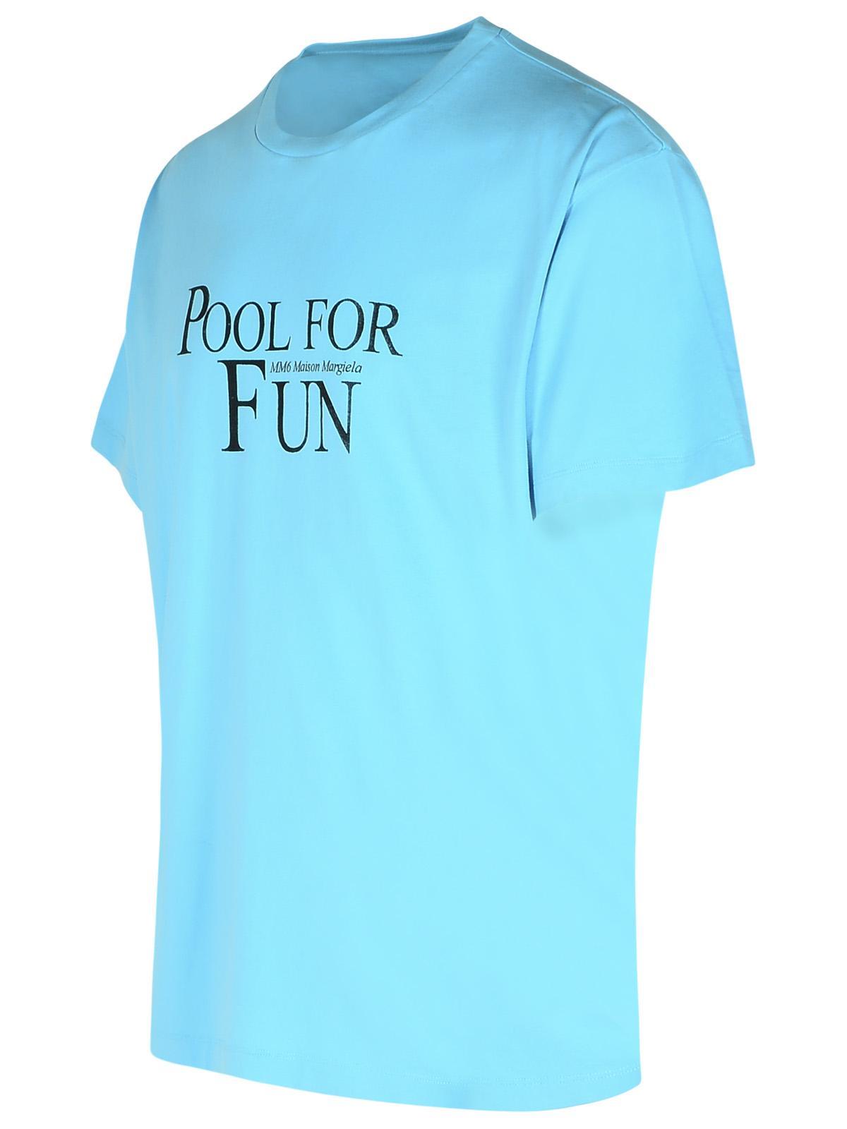 【送料&関税込】MM6 Maison Margiela Light Blue Cotton T-shir MM6 Maison Margiela Oversized Logo Label Cotton T-Shirt | T