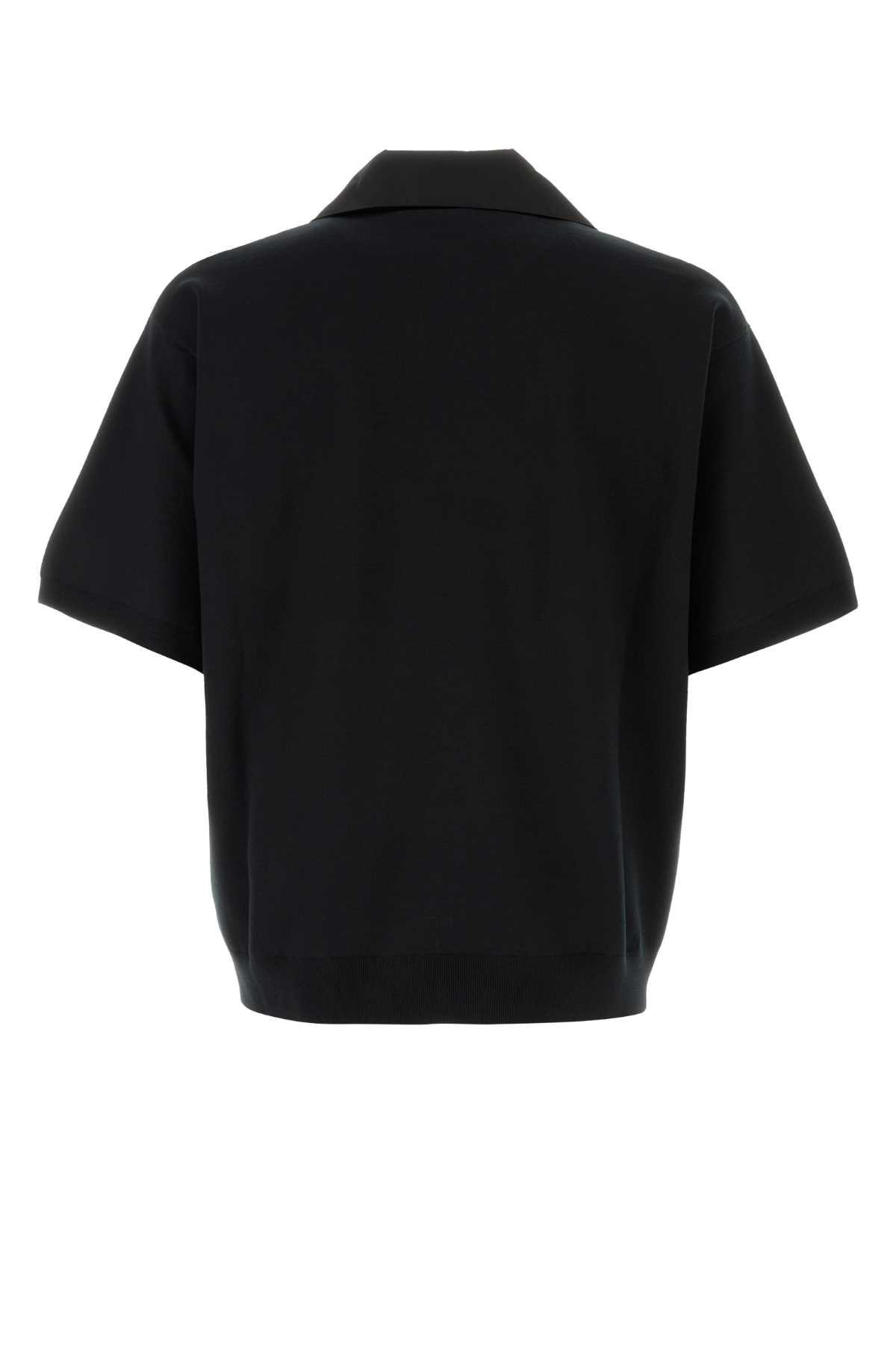 Prada Wool Polo Shirt in Black for Men | Lyst