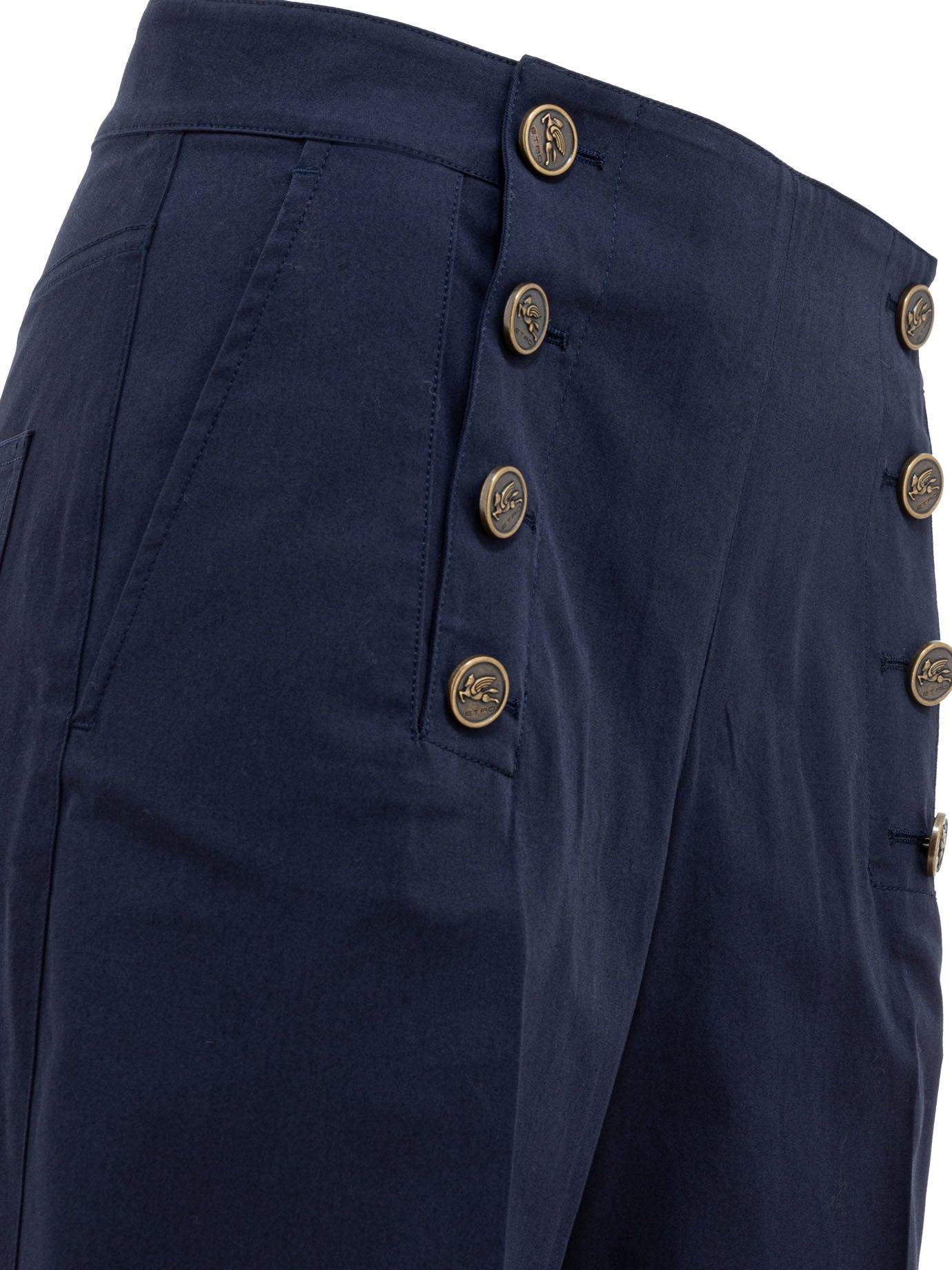 パンツ Etro Blue Cotton Straight Trousers With Buttons Etro Cotton Trousers For in Blue | Lyst
