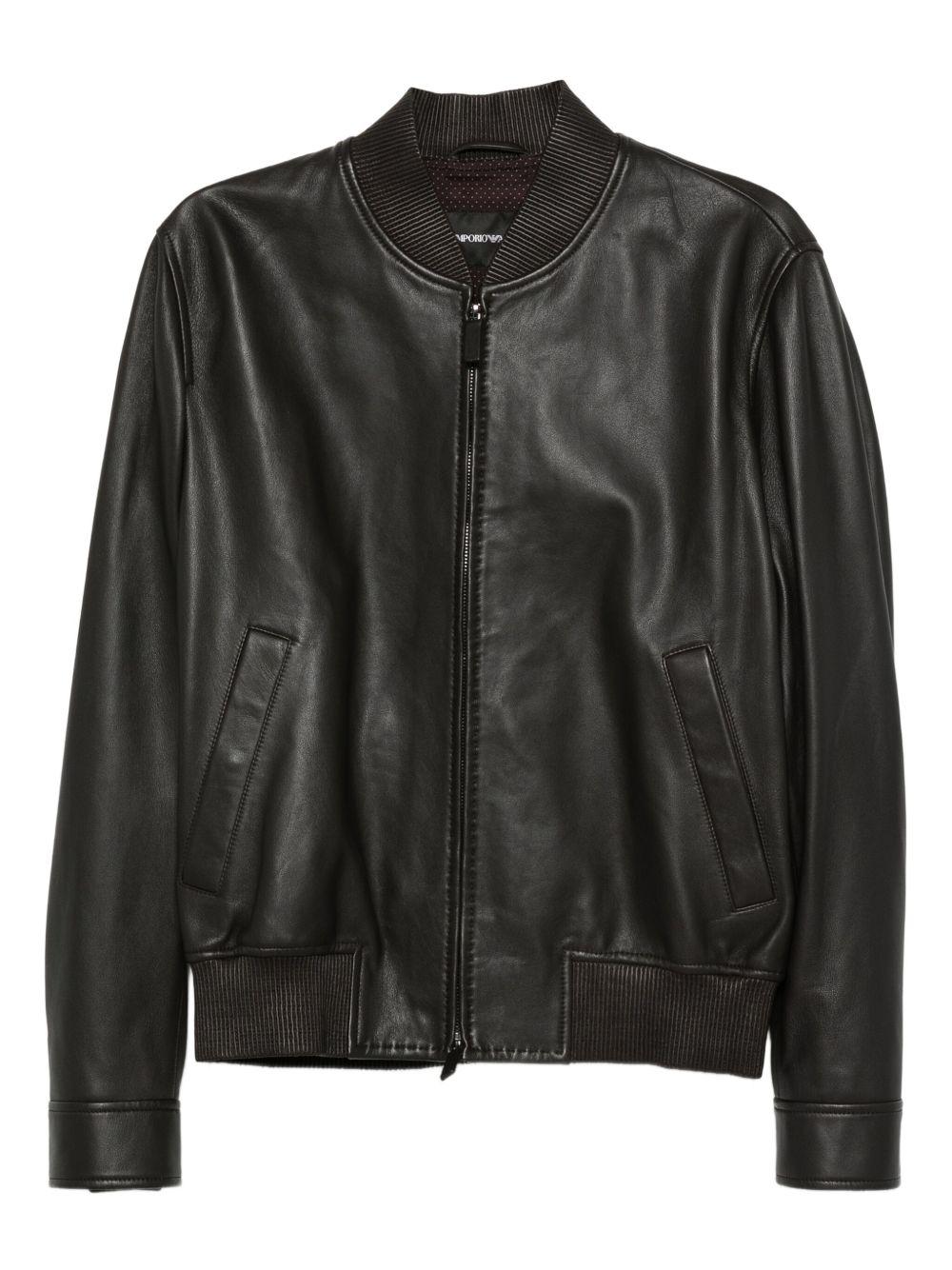 Emporio Armani Leather Jacket in Black for Men | Lyst UK
