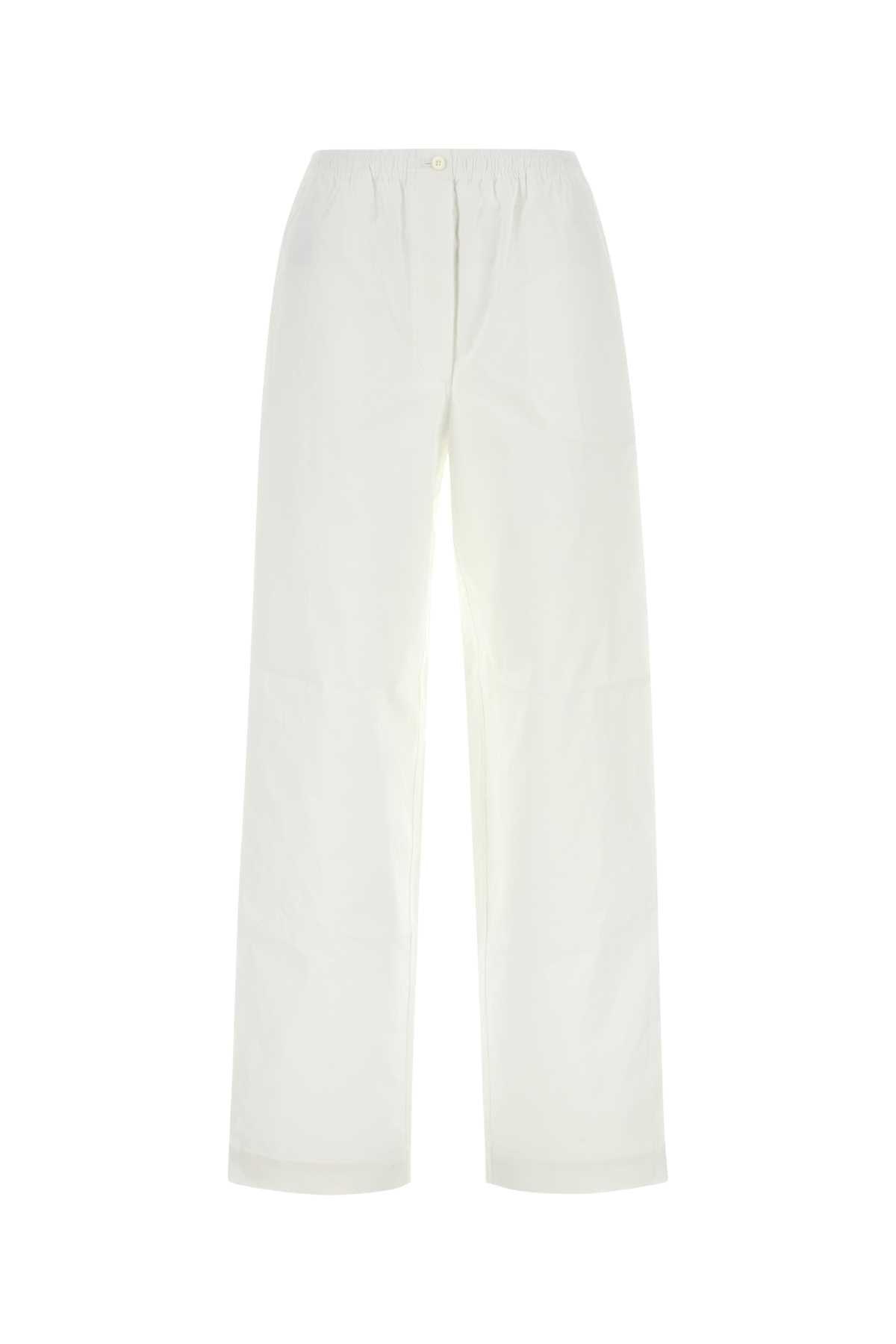 パンツ MIUMIU WHITE POPLIN PYJAMA PANT White Poplin Pajama Pants | Miu Miu