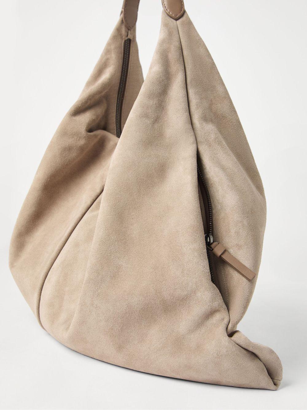 ショルダーバッグ・ポシェット BRUNELLO CUCINELLI SUEDE SWING HOBO BAG Brunello Cucinelli Suede Swing Hobo Bag in Natural | Lyst