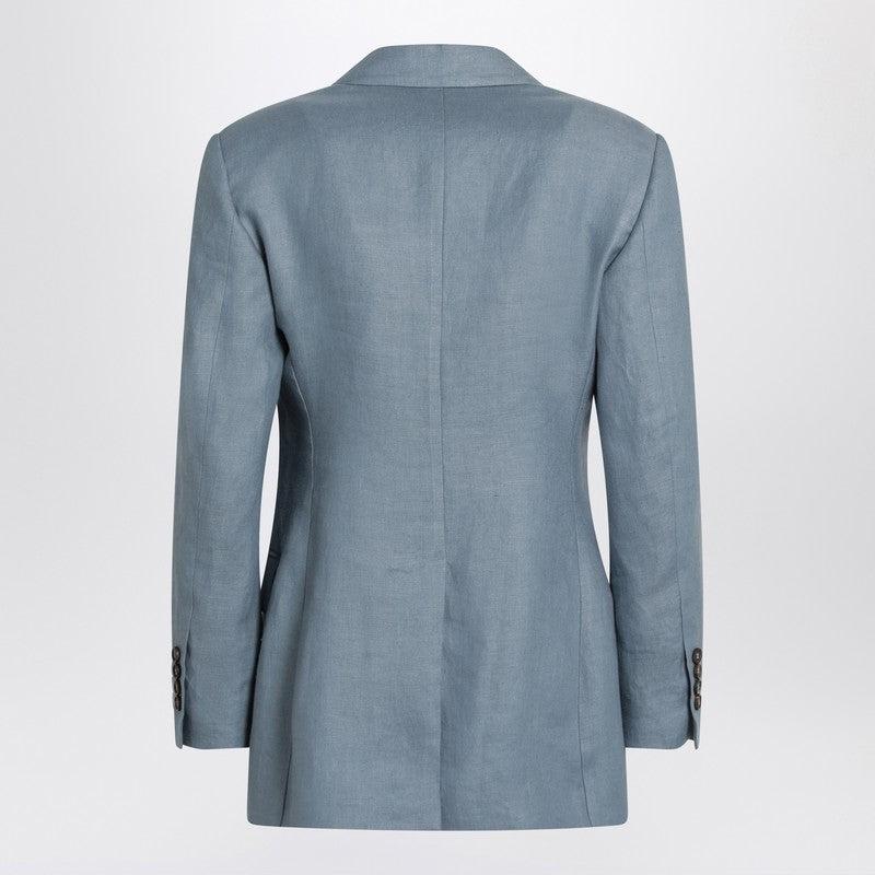 ジャケット Brunello Cucinelli Avio-Coloured Linen Blend Jacket Brunello Cucinelli Avio-coloured linen blend jacket
