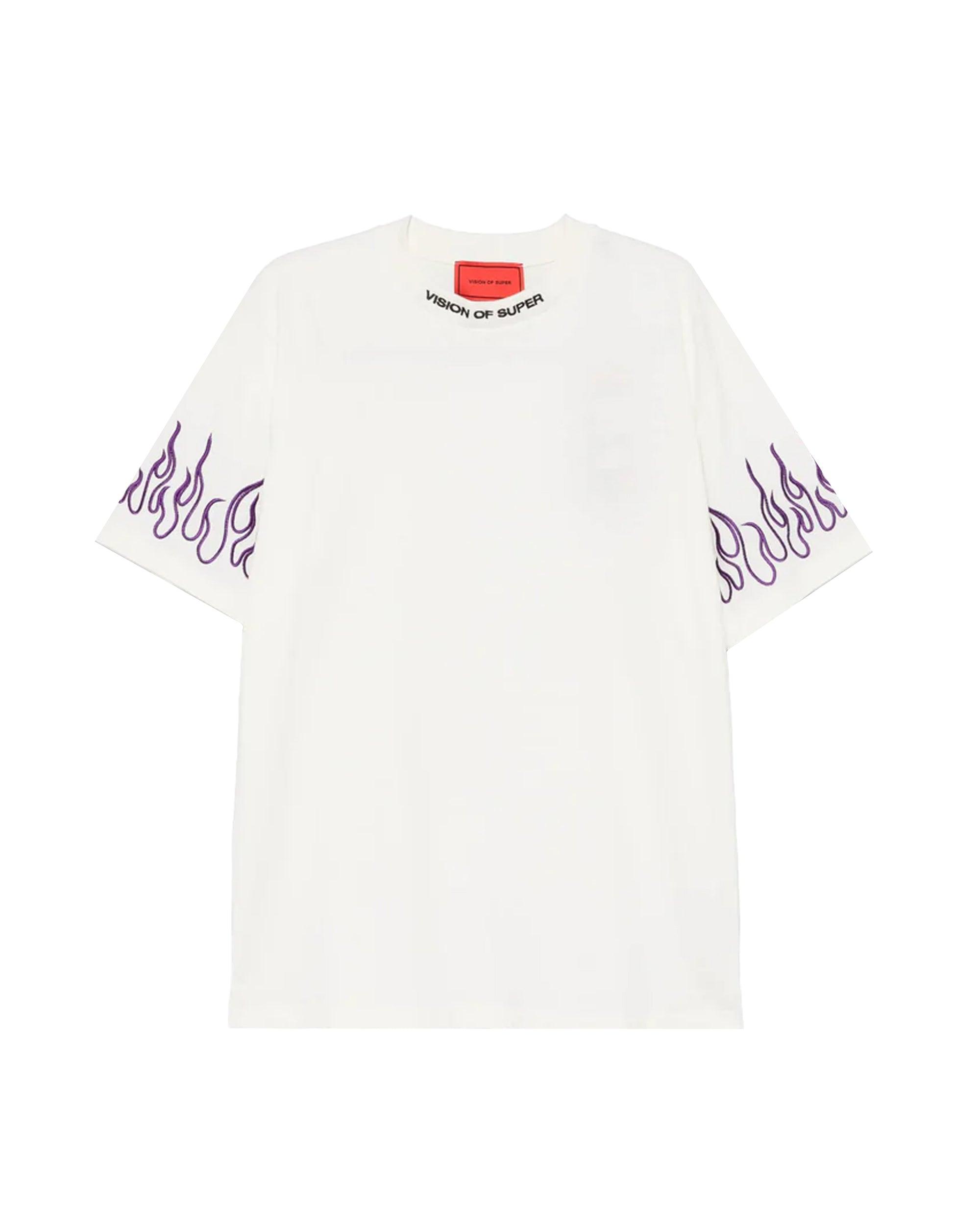 Tシャツ・カットソー VISION OF SUPER Men T Shirts VS01439 OFF WHITE White Vision Of Super logo-embroidered Cotton T-shirt | White