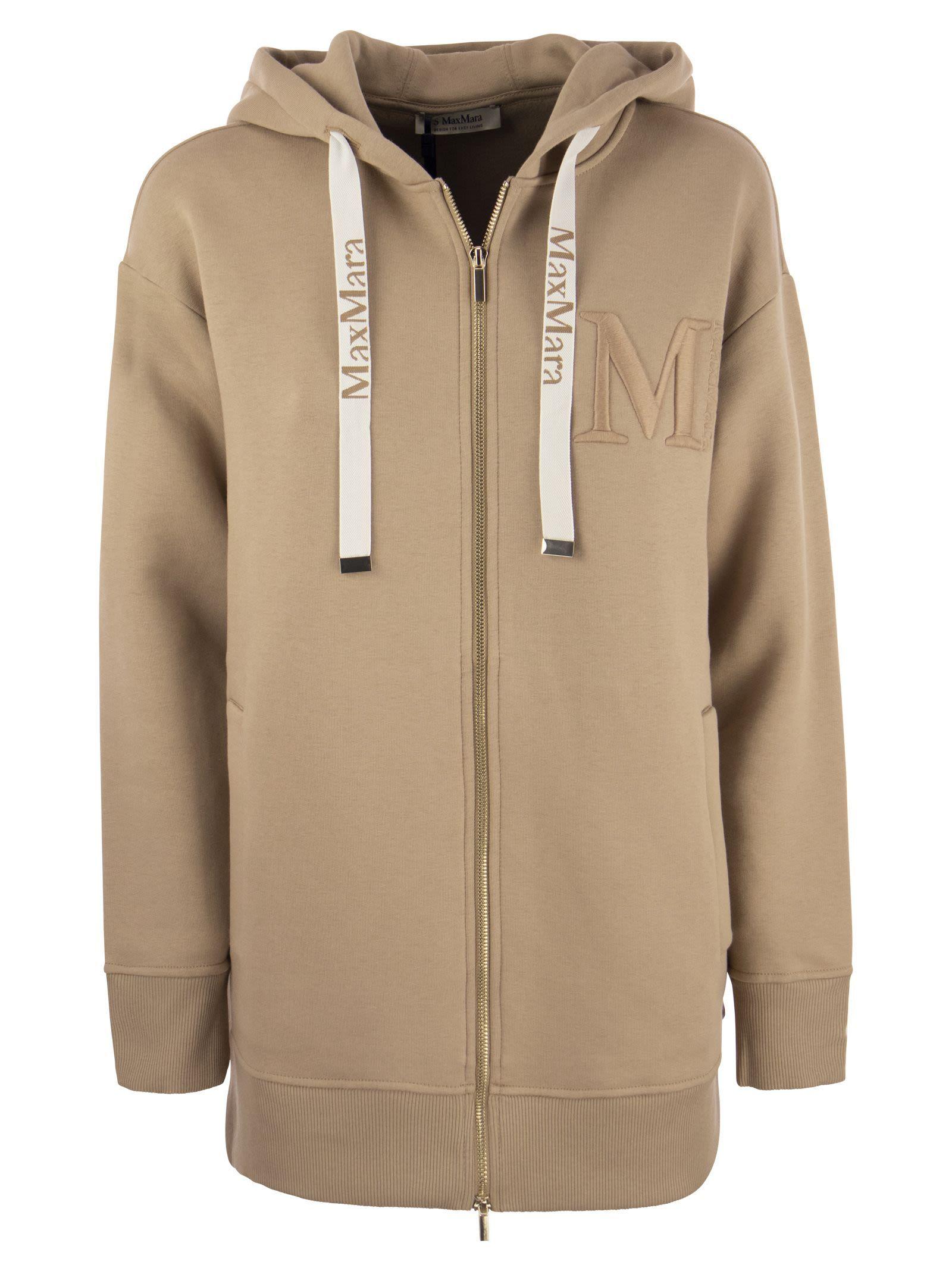 【S MAX MARA】HOODIE JACKET Technical cotton jersey sweatshirt, black | 