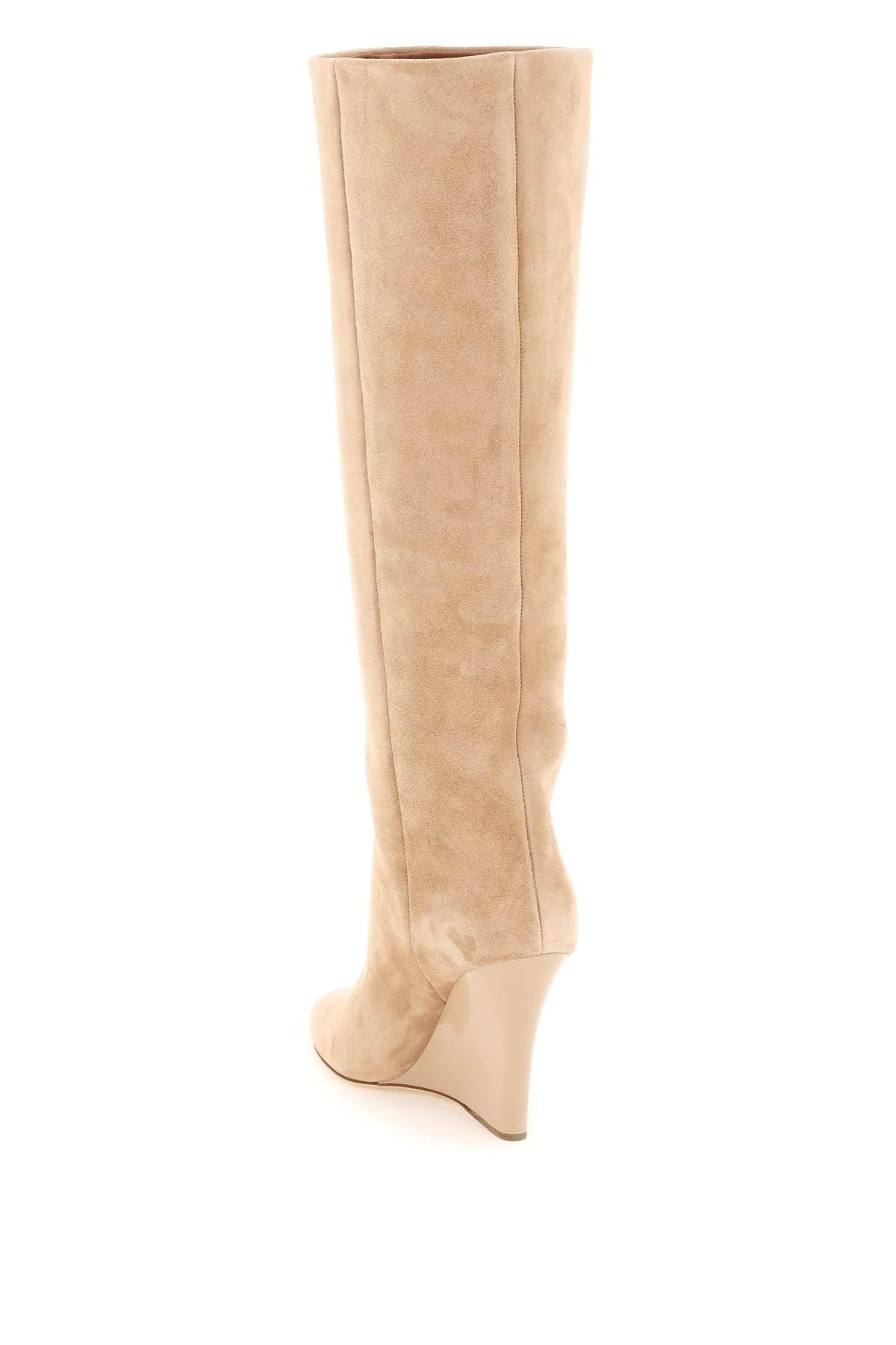 Paris Texas Suede Leather 'wanda' Boots Beige Leather in White | Lyst
