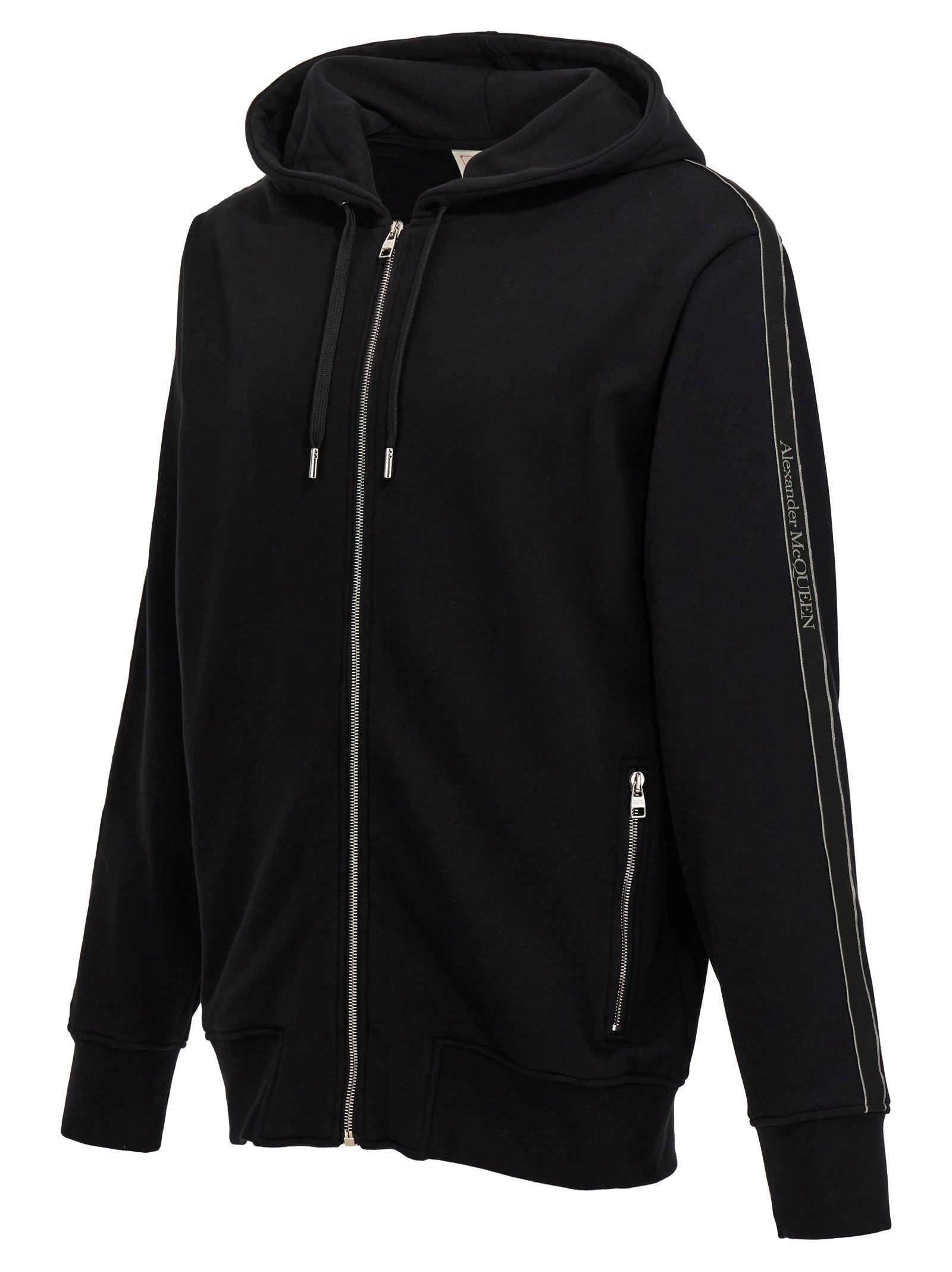 Alexander McQueen Cotton Hoodie With Logo trimmed Details in Blue for Men Lyst