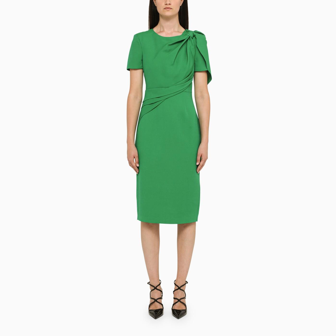 Roland Mouret Midi Dress With Draping in Green | Lyst