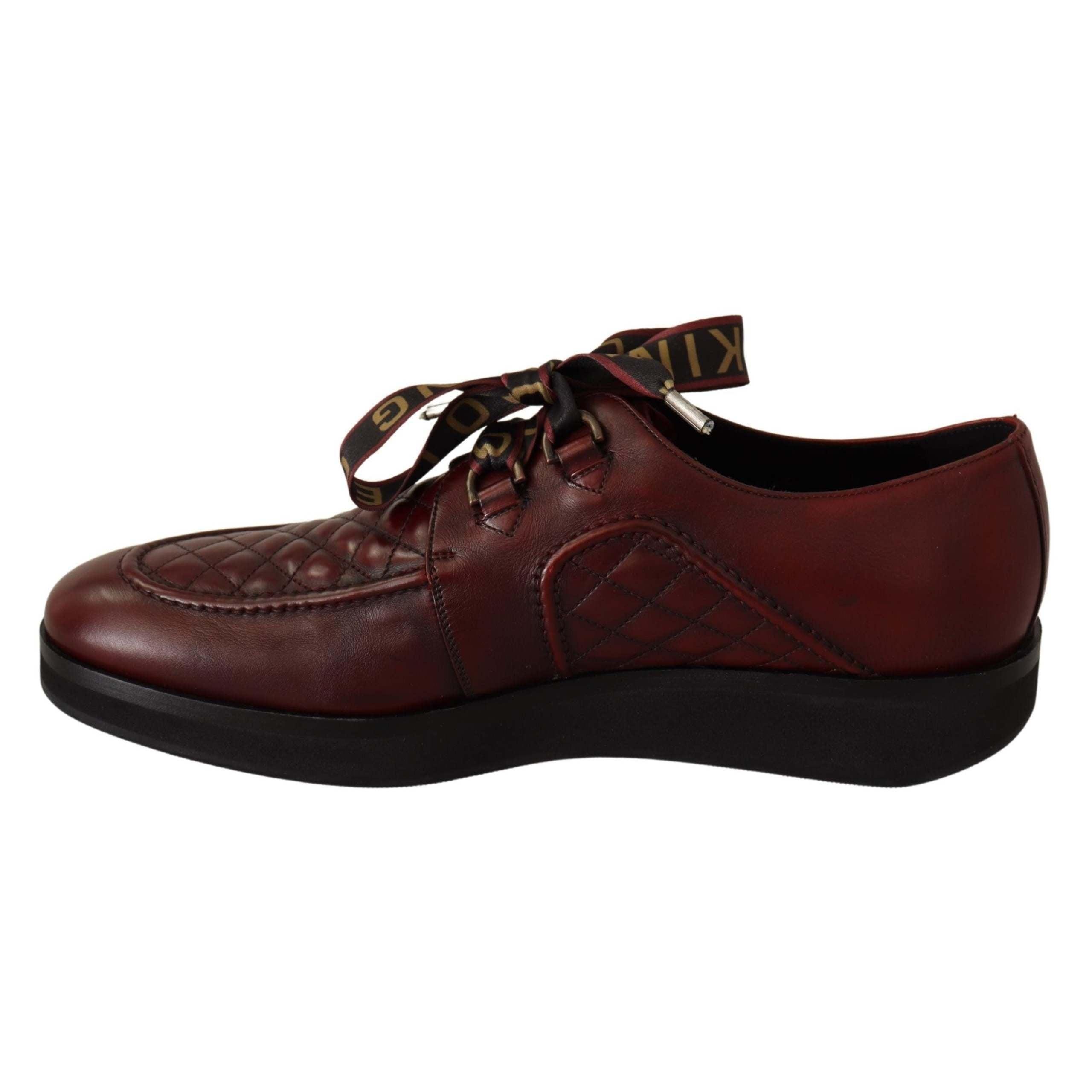 Dolce & Gabbana Bordeaux Leather Derby Dress Shoes in Red for Men Mens Shoes Lace-ups Derby shoes 