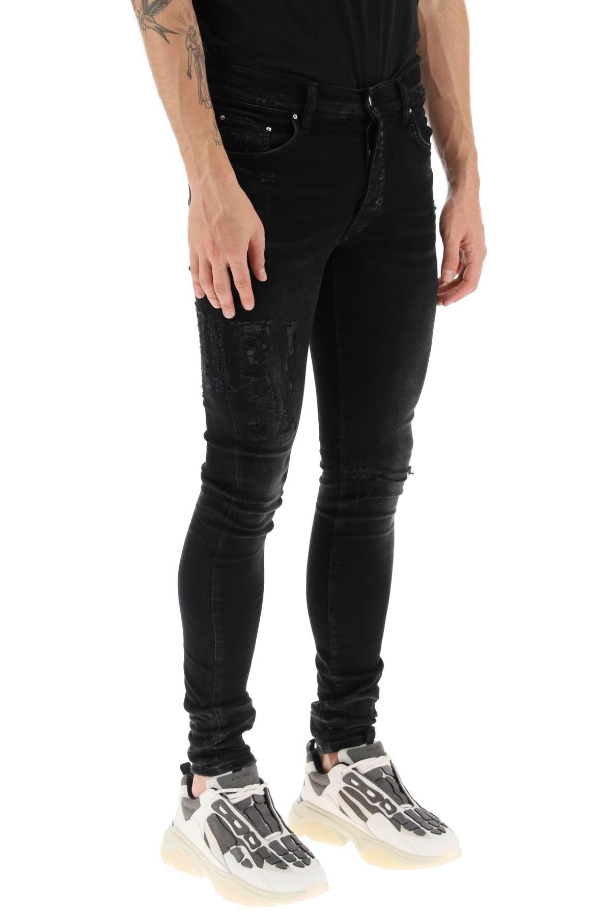 Amiri 'distressed Logo' Jeans in Black for Men | Lyst