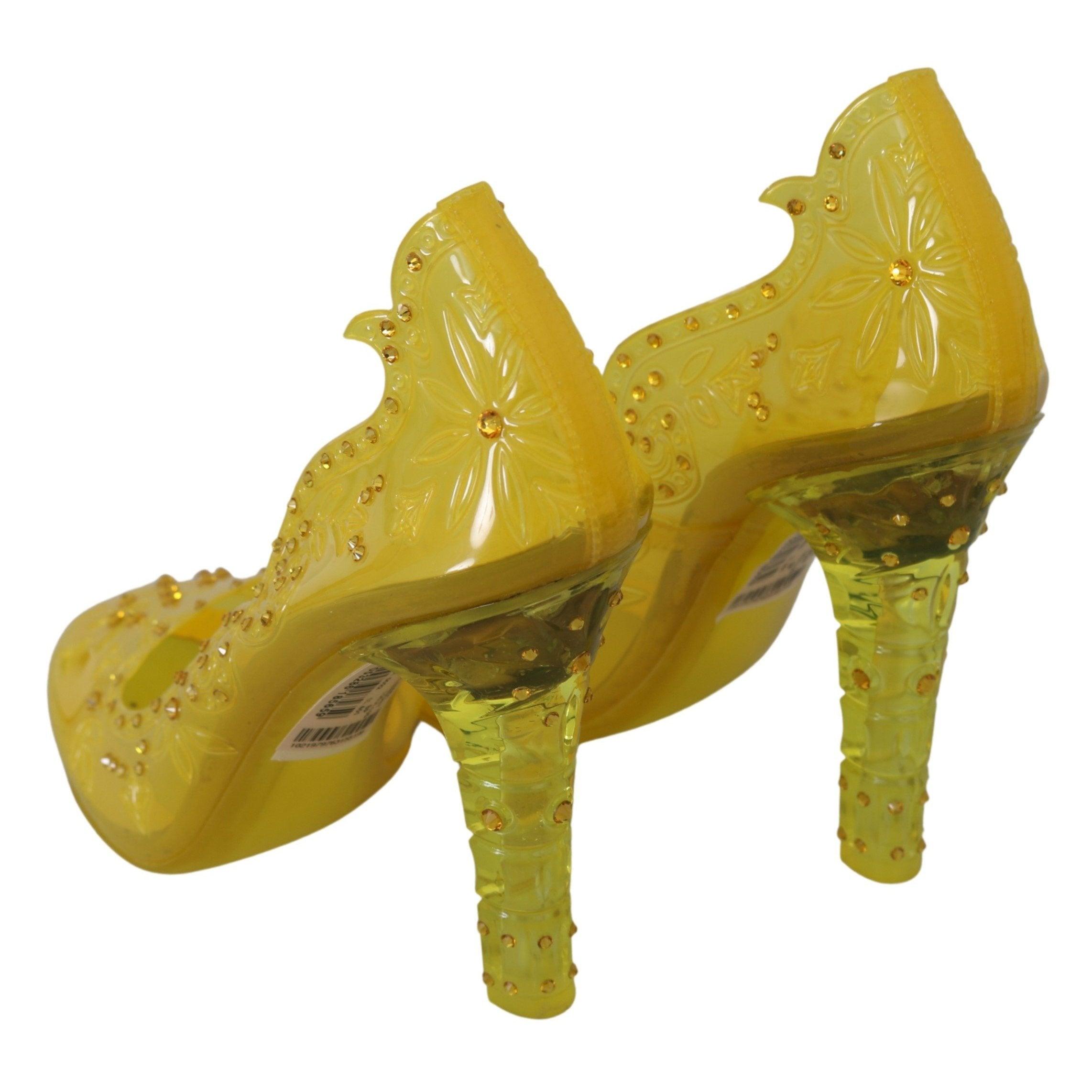 Dolce & Gabbana Floral Crystal Cinderella Heels Shoes in Yellow - Save 28%  | Lyst
