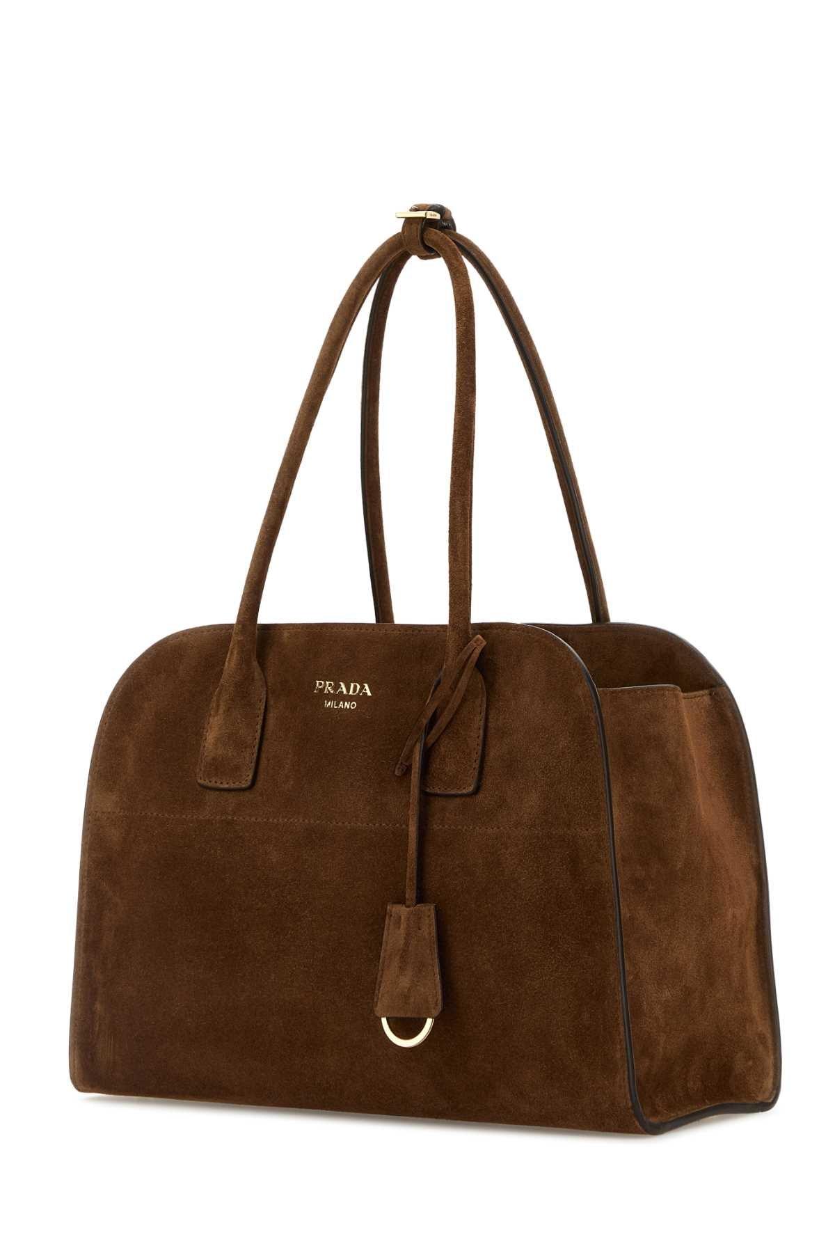 トートバッグ PRADA BROWN SUEDE MEDIUM SHOPPING BAG Prada Suede Medium Shopping Bag in Brown | Lyst
