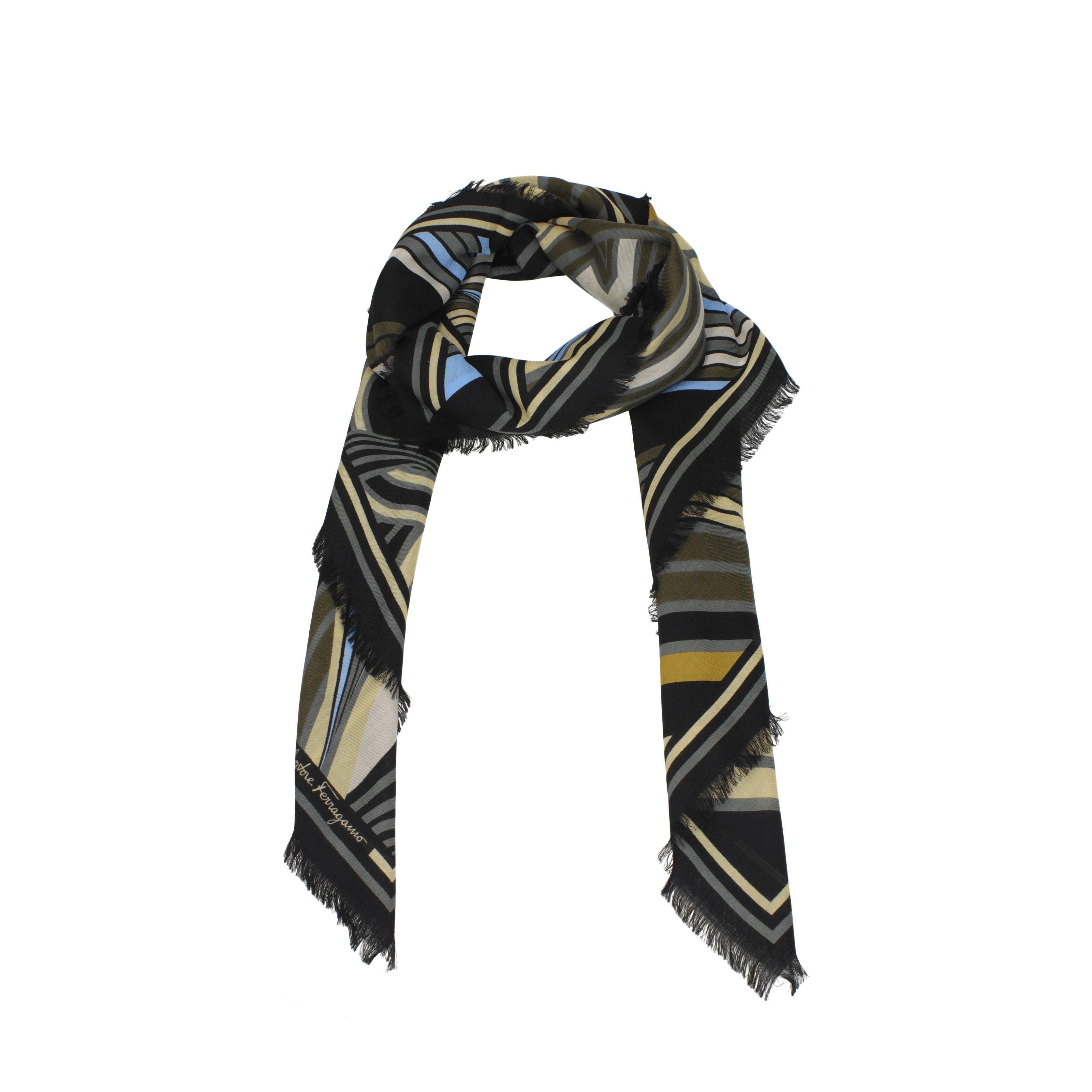 Ferragamo Foulard Donna Lana Nero/Multicolore in Black Lyst UK