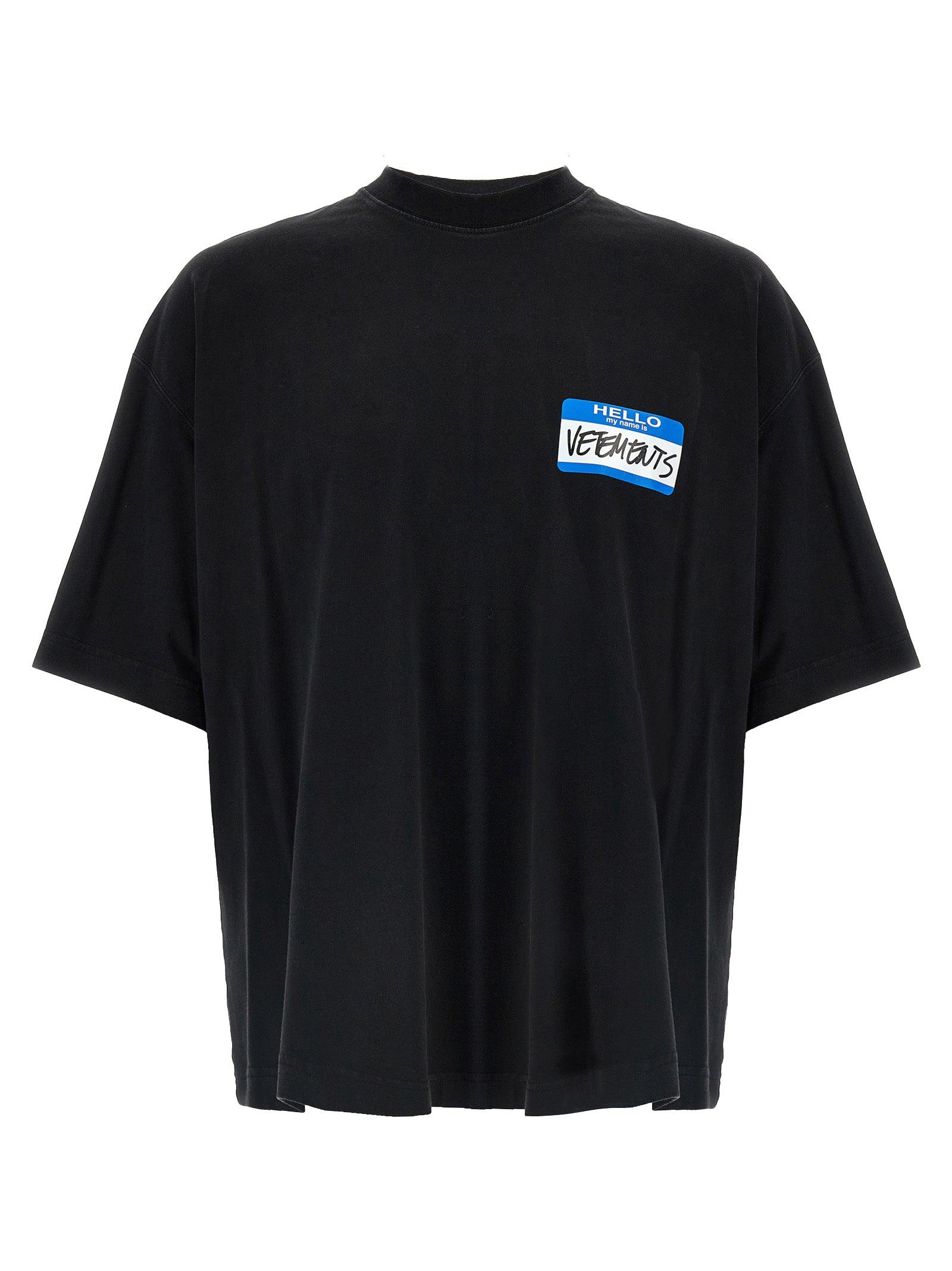 Vetements 'My Name Sticker' T-Shirt in Black for Men | Lyst