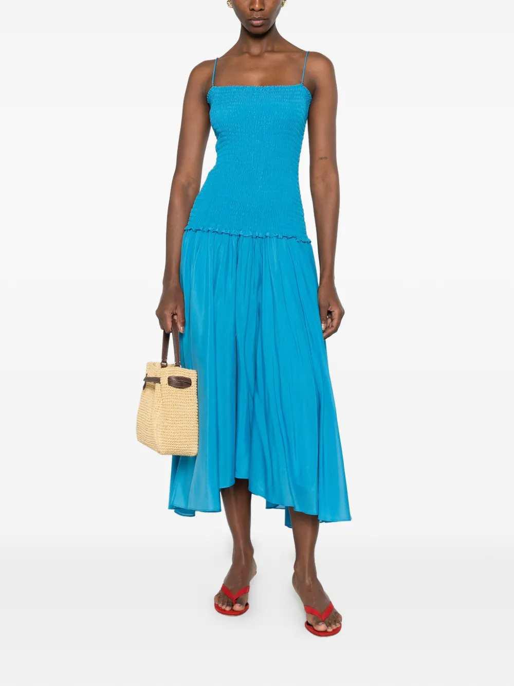 tory burch blue midi dress Tory Burch Women's Flared Cotton Silk Dress in Bay Blue, size 8
