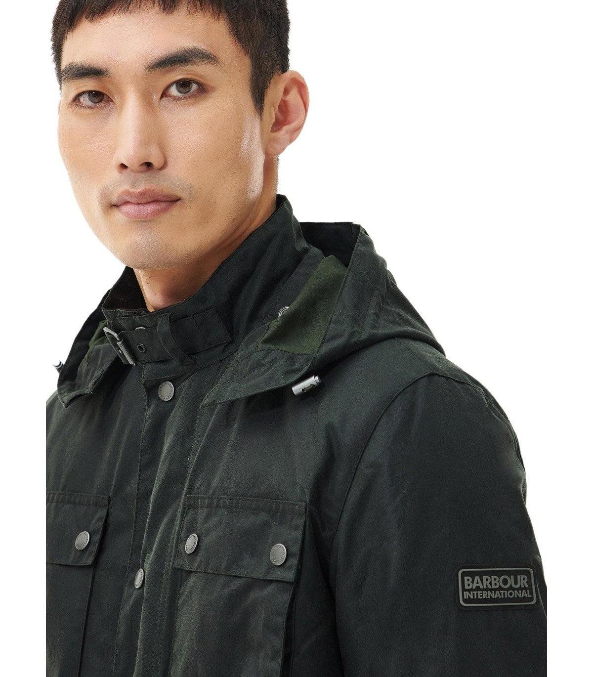 barbour international blackwell wax jacket in sage