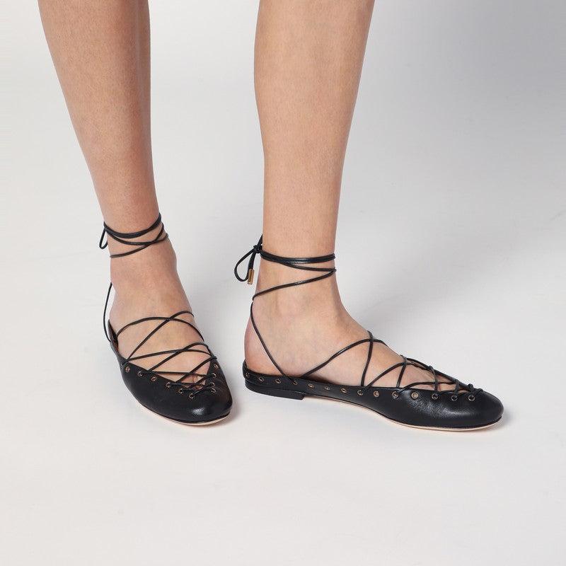 Chloé Leather Ghillie Ballerinas | Lyst Canada