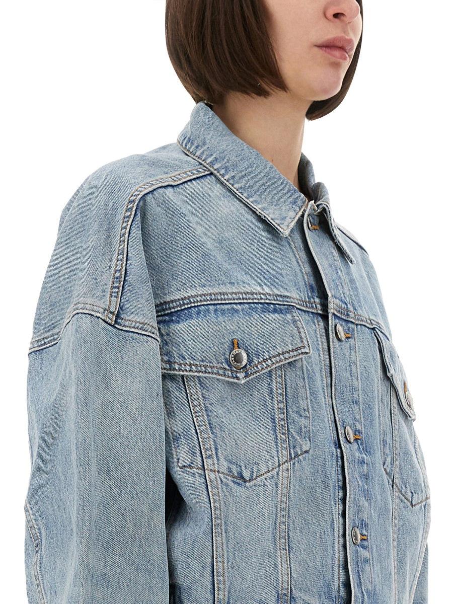 Alexander Wang Boxy Fit Denim Trucker Jacket in Blue | Lyst