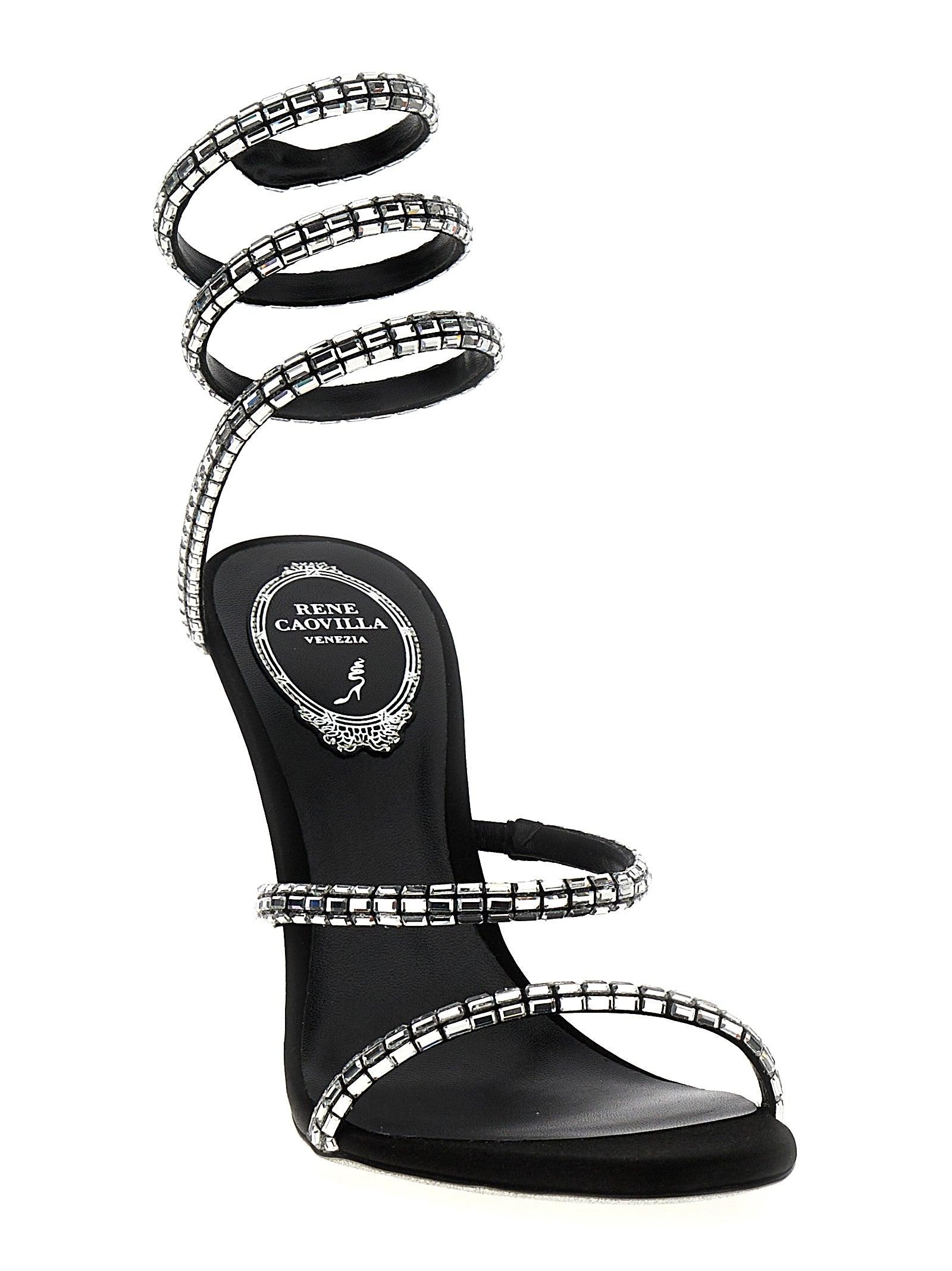 サンダル・ミュール RENE CAOVILLA 'Cleo Chandelier' sandals Multicolor Rene Caovilla Cleo Chandelier Ankle-Wrap Crystal Satin