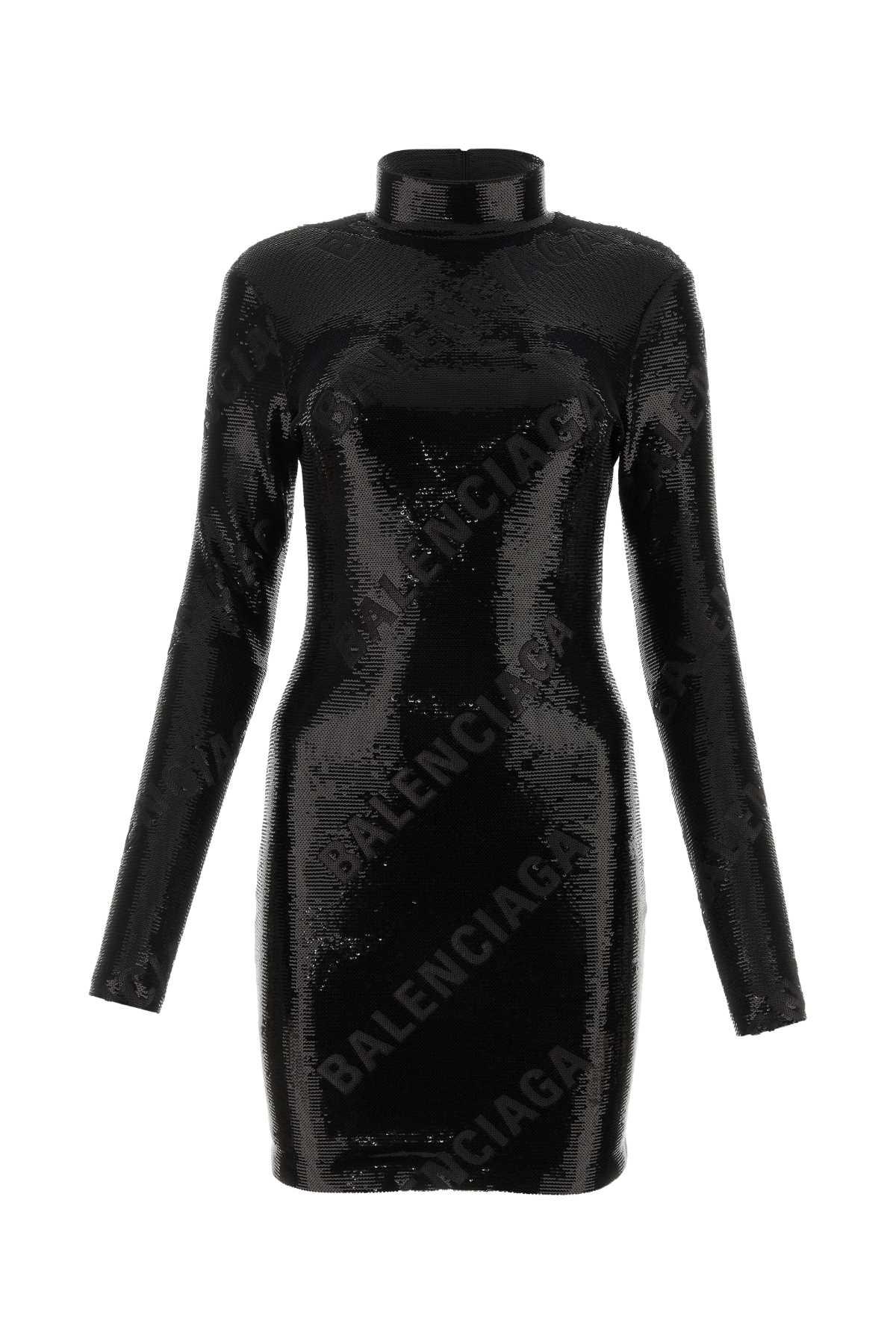knee length dresses for ladies Balenciaga Black Leather & Suede Tunic Dress