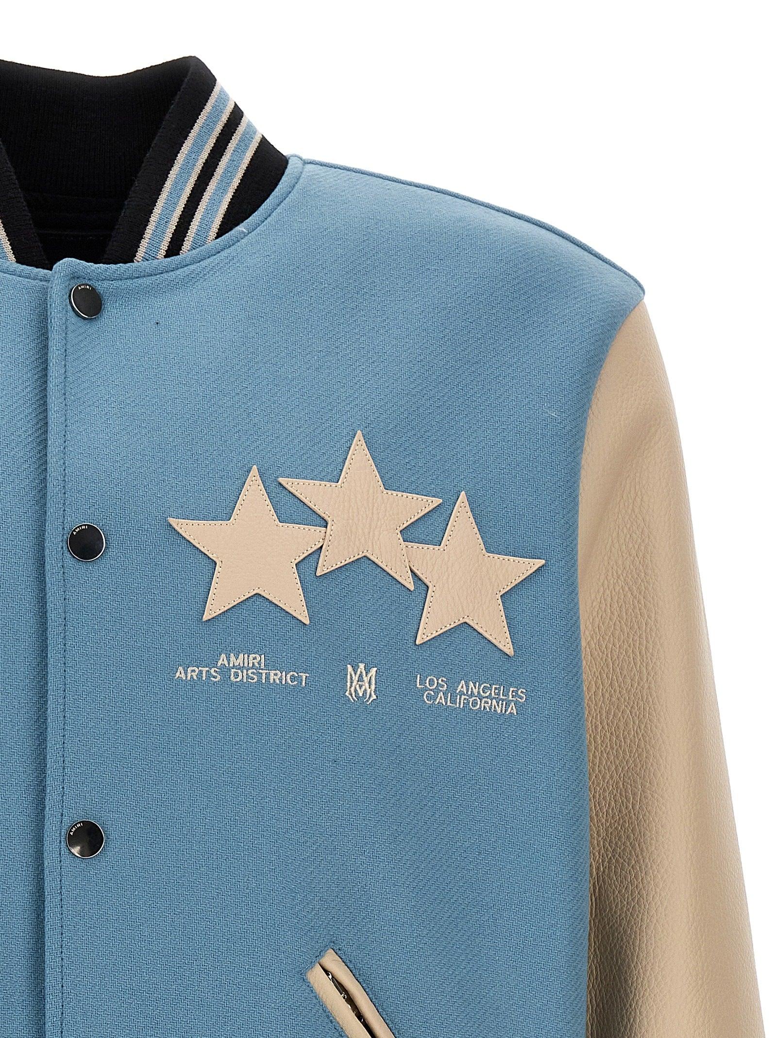 Amiri Stars Panelled Wool-blend Varsity Jacket in Blue for