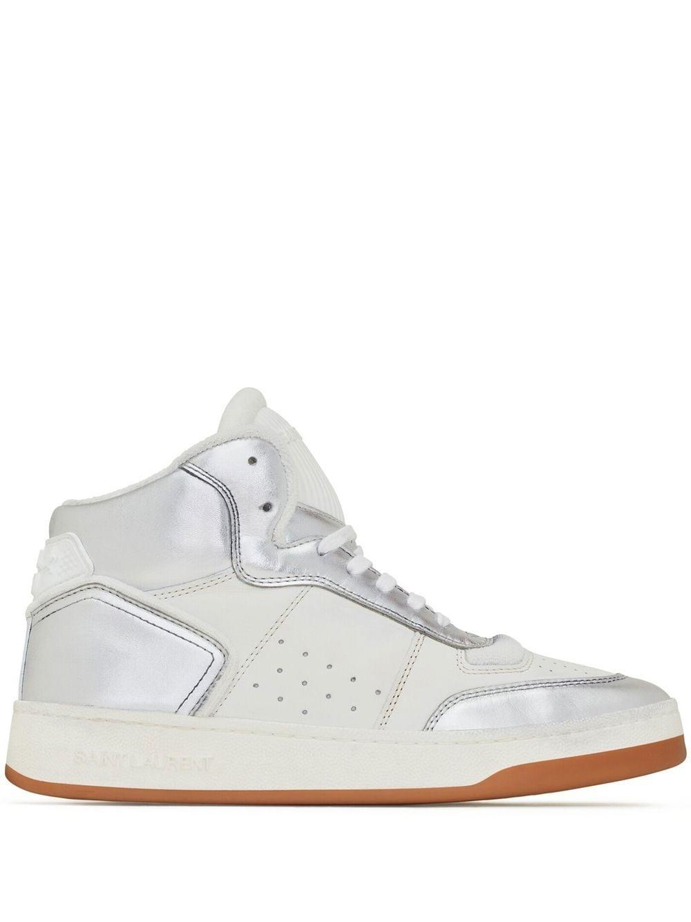 【関税＆送料込み】Saint Laurent Sl/80 Mid-Top Sneakers SAINT LAURENT SL 80 WOMEN SL/80 HIGH TOP LOGO YSL LEATHER
