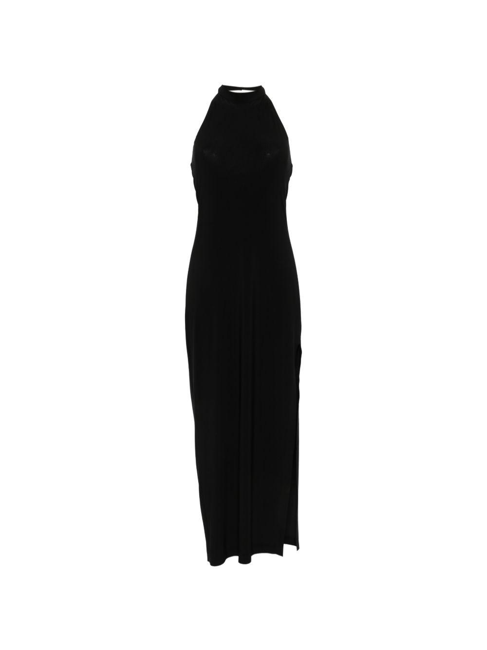 Norma Kamali Side Slit Long Dress in Black | Lyst