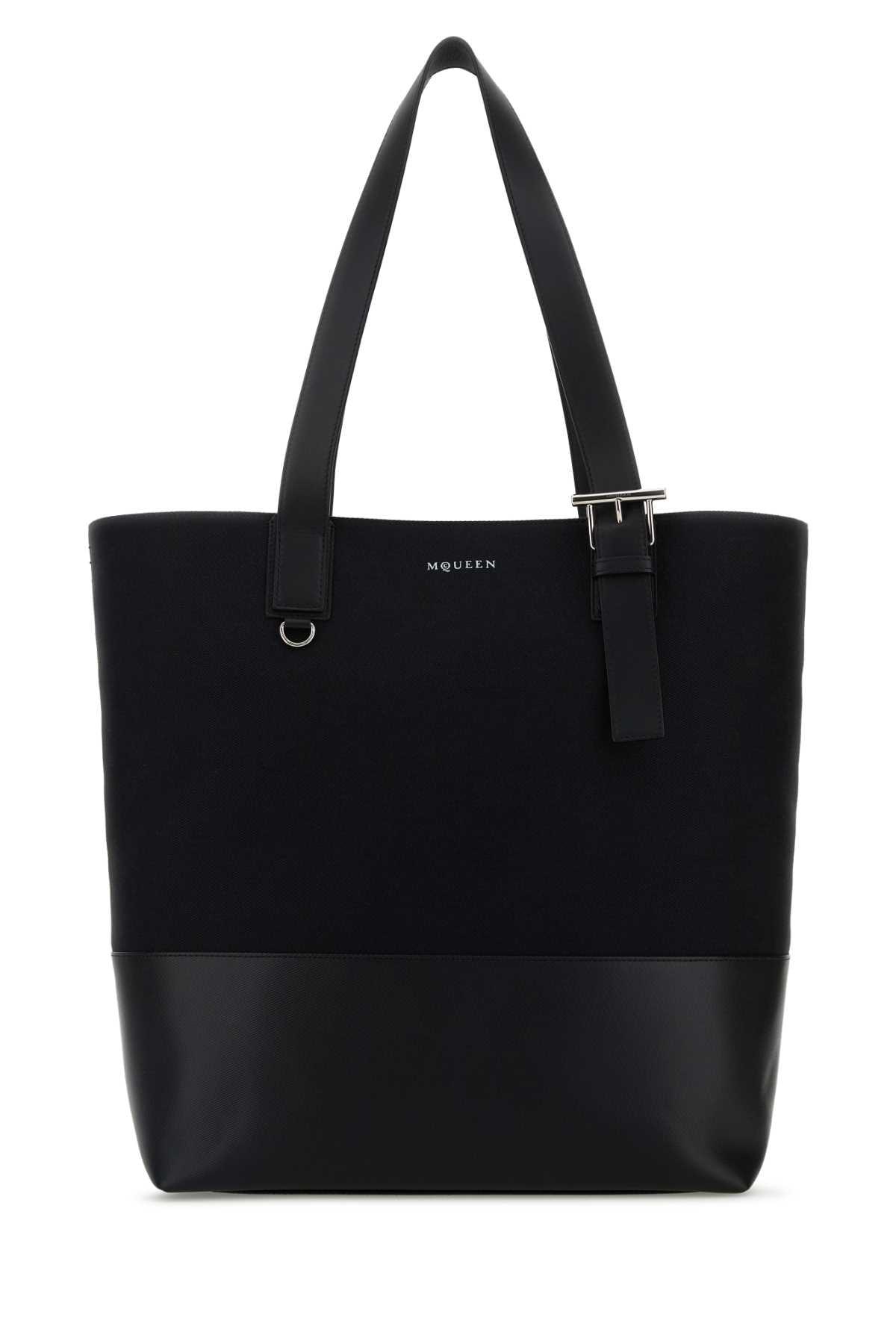 トートバッグ alexander mcqueen Black leather shopping bag Men's McQueen Pendant Tote Bag in Black | McQueen US