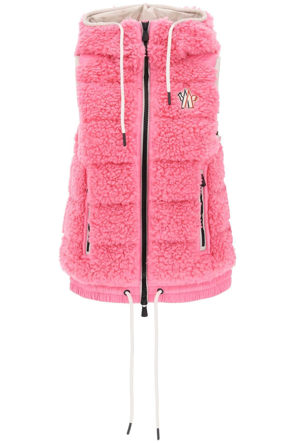 moncler grenoble eco faux fur teddy hooded vest