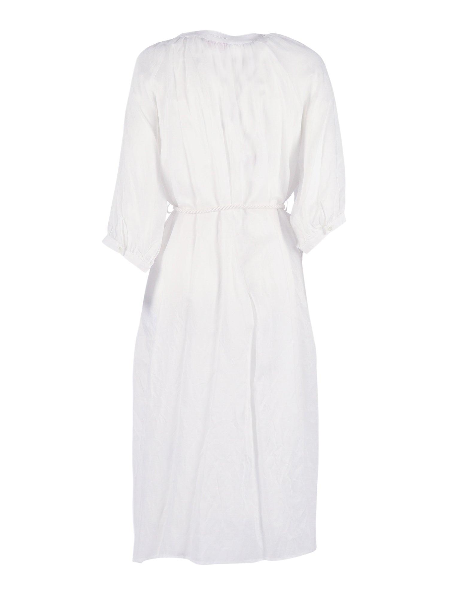 chinese dress ladies Long lingerie-style dress in linen and cotton lace main image 1