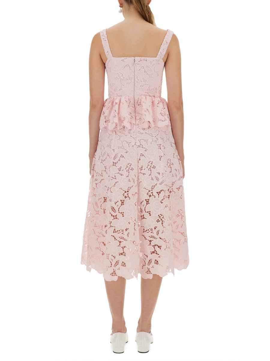 Self-Portrait Lace Midi Peplum Dress in Pink | Lyst Self-Portrait Lace Midi Peplum Dress in Pink | Lyst