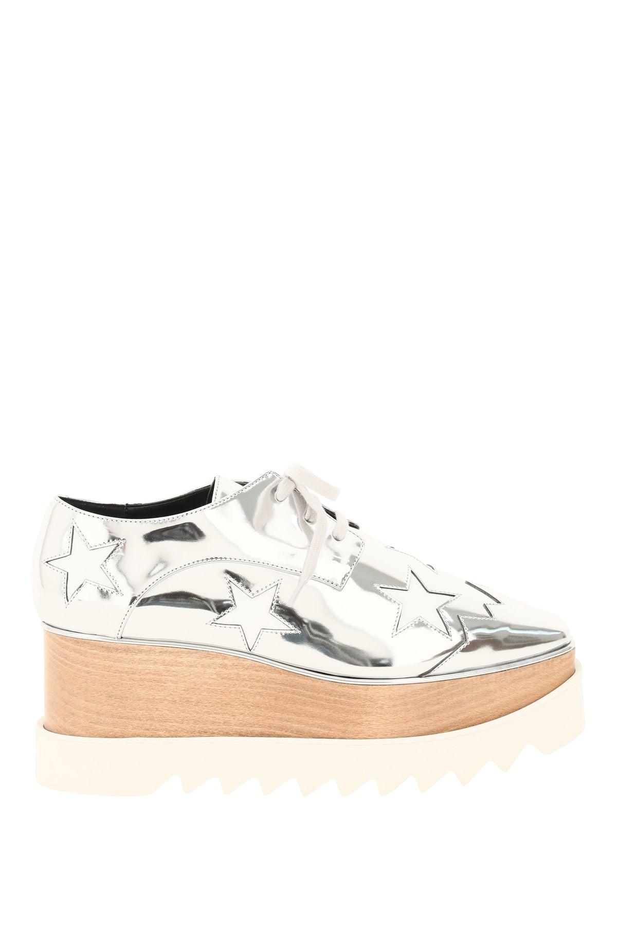 Stella McCartney Elyse Lace-up Shoes Silver,white Faux Leather | Lyst