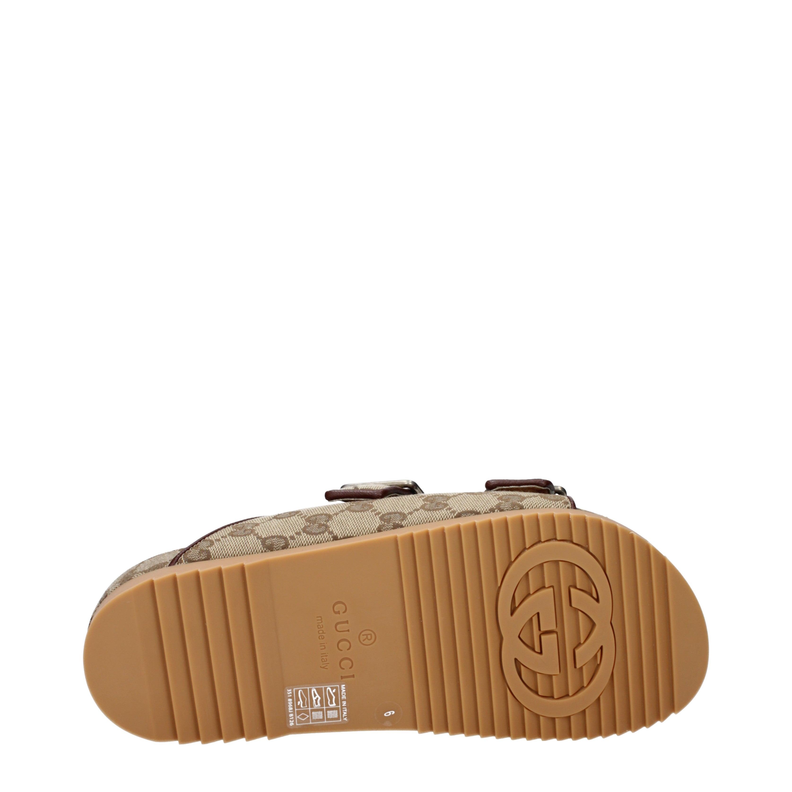 サンダル GUCCI Slippers and Clogs Men Fabric Beige/Ebony Gucci Slippers And Hooves Fabric/Ebano in Brown for Men | Lyst