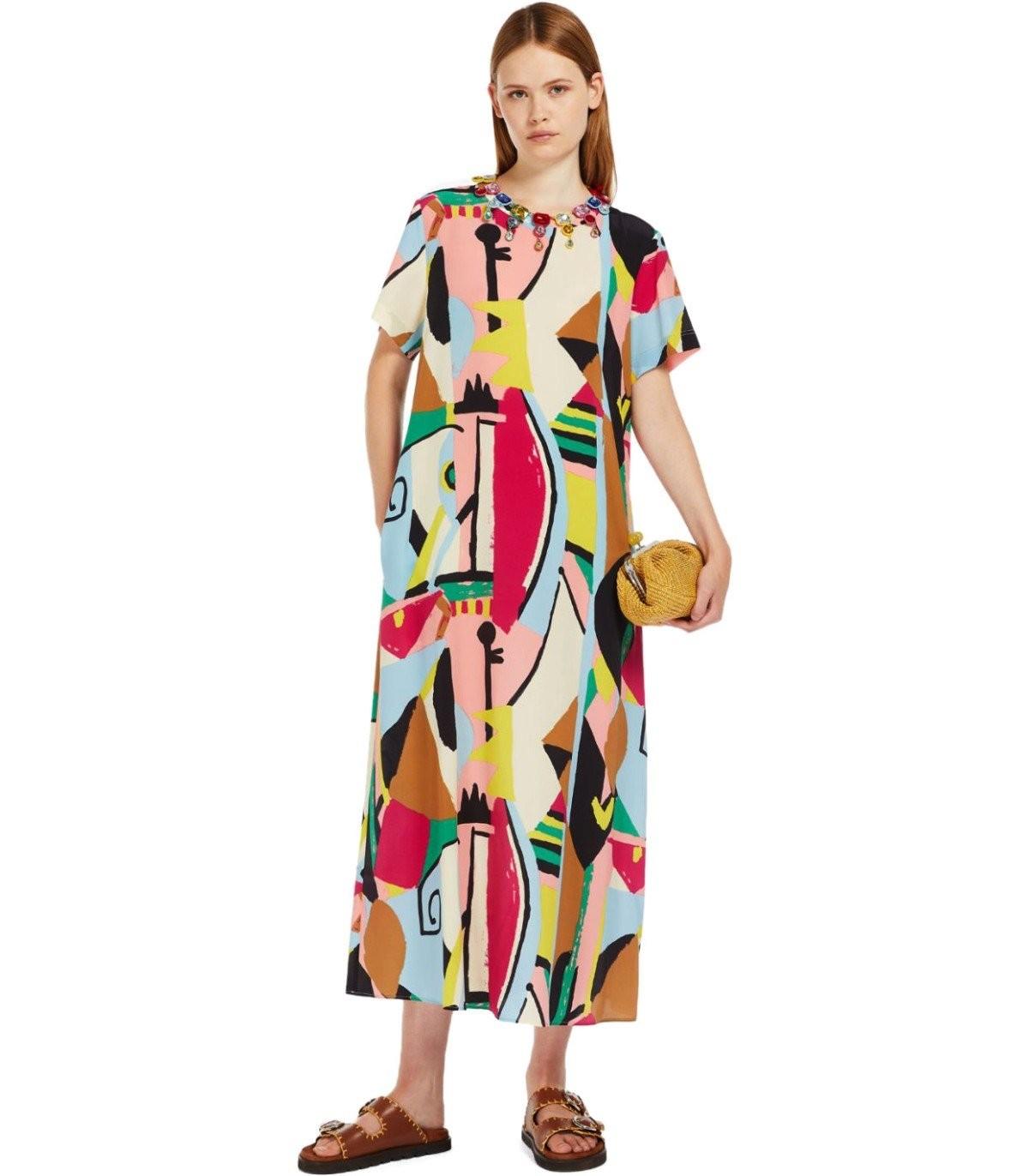 Weekend Max Maraアウトレット「ORCHIS」シルク プリントドレス Weekend by Maxmara Orchis Multicolored Dress in White | Lyst UK