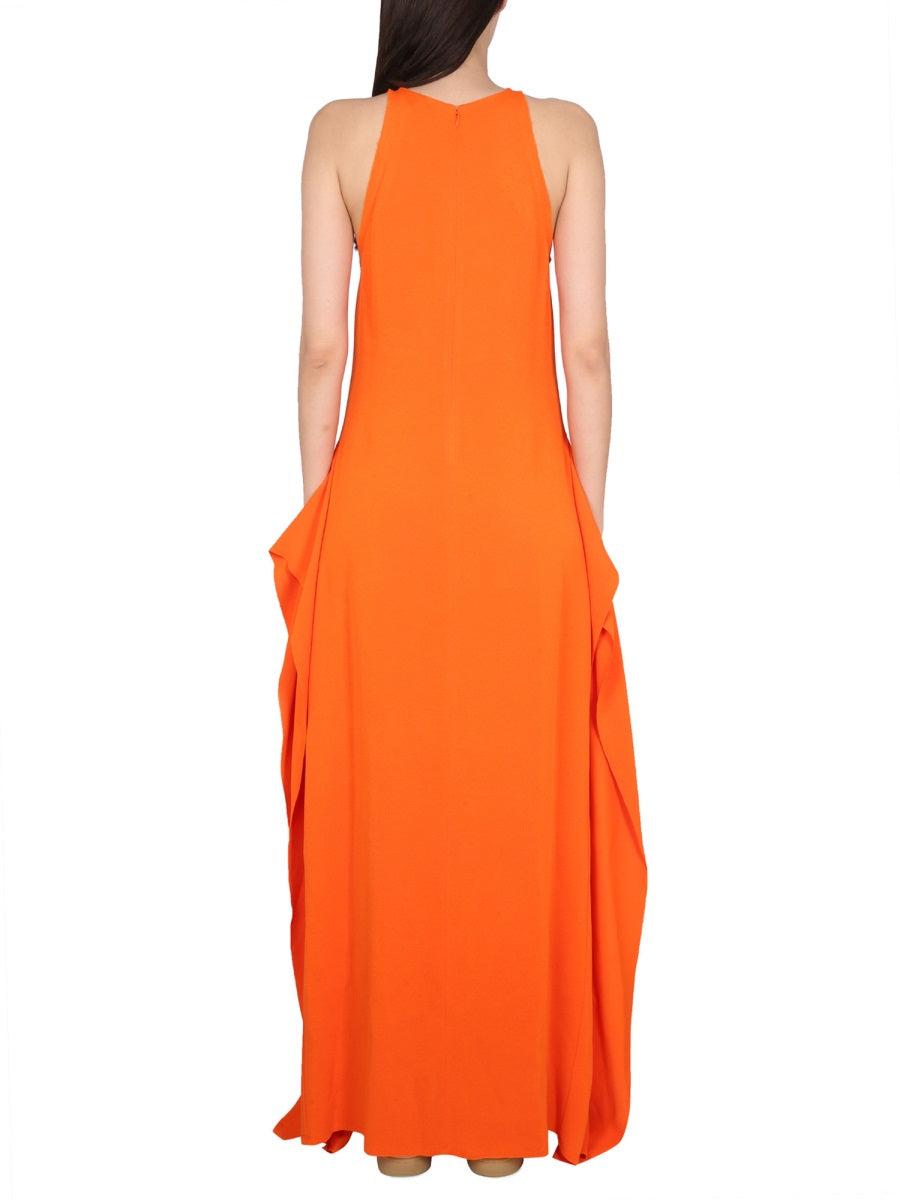 lanvin orange dress 1970s Knit Tangerine Halter Shrimpton Couture ROUND NECKLINE CONCEALED Orange Lanvin Dresses for Women