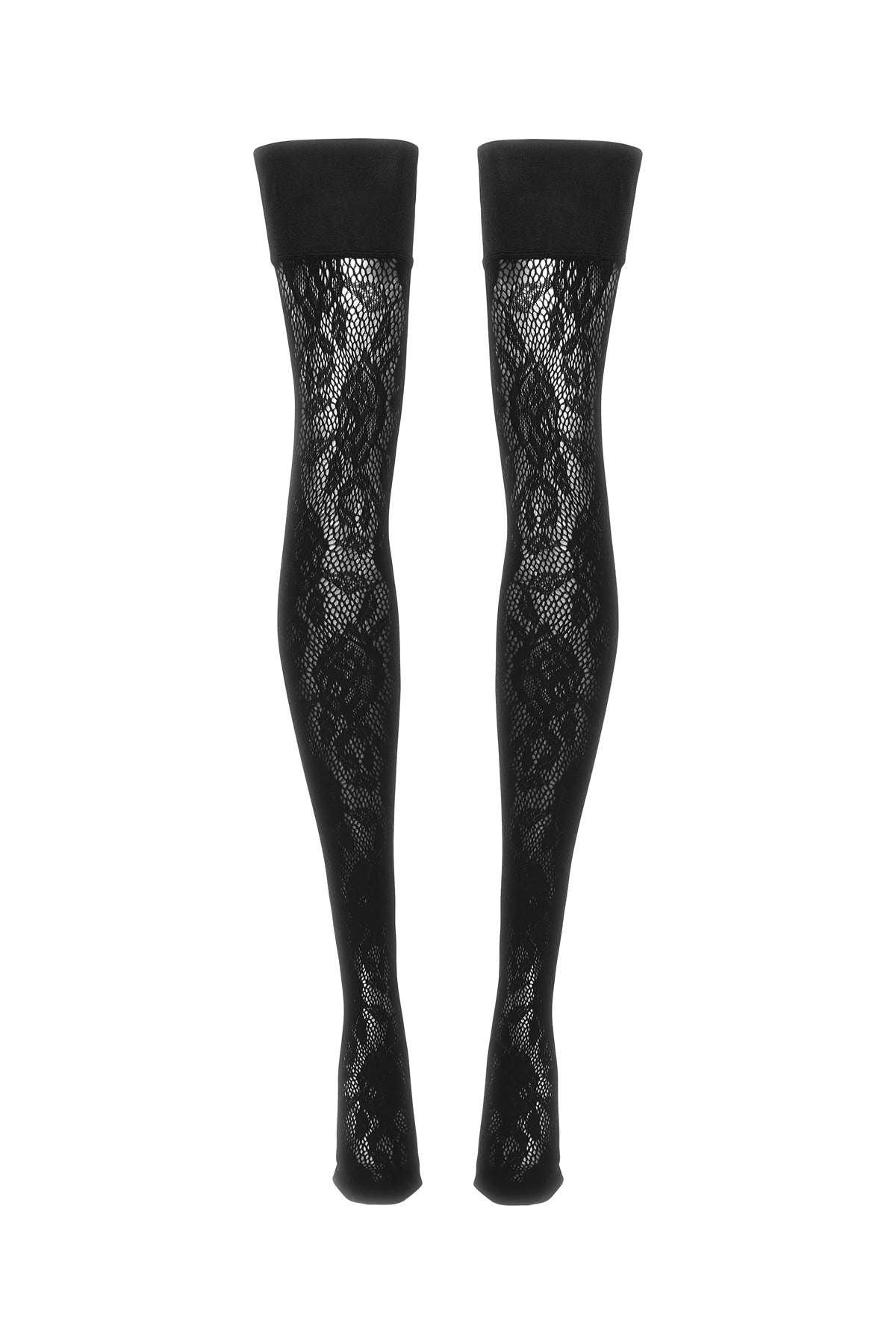 Black lace thigh high stockings 2025