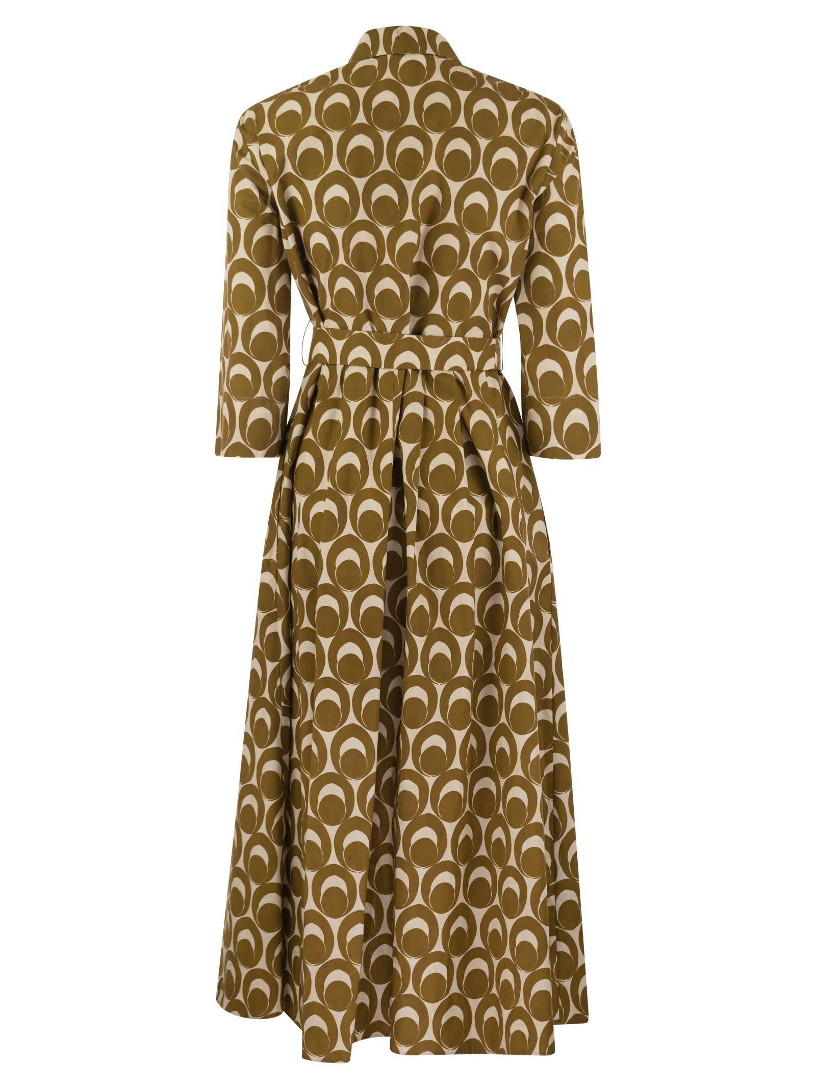 Max Mara Mintea Printed Poplin Chemisier Dress in Metallic
